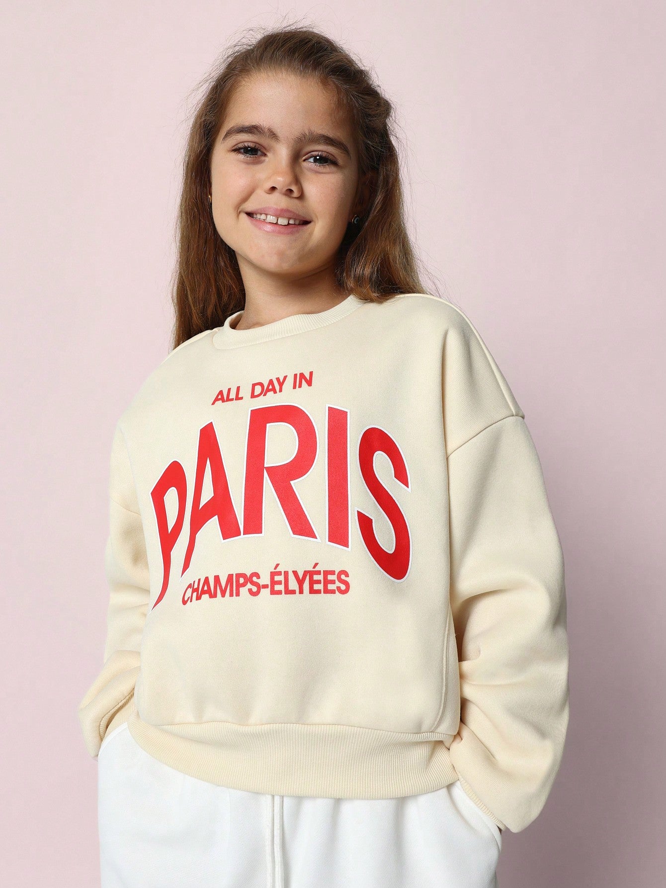 Tween Girls Comfy Regular Fit Paris Graphic Printed Sweatshirts