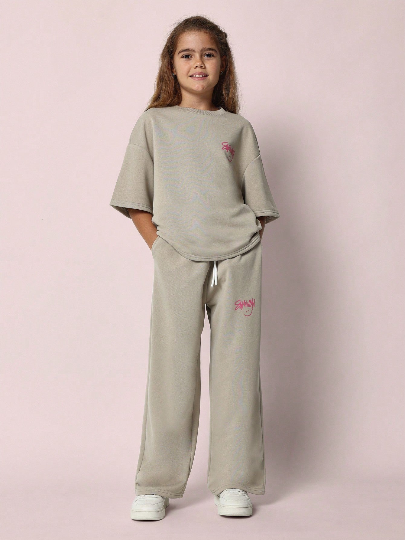 Tween Girls Oversized Fit Drop Shoulder And Straight Fit Jogger 2 Piece Set