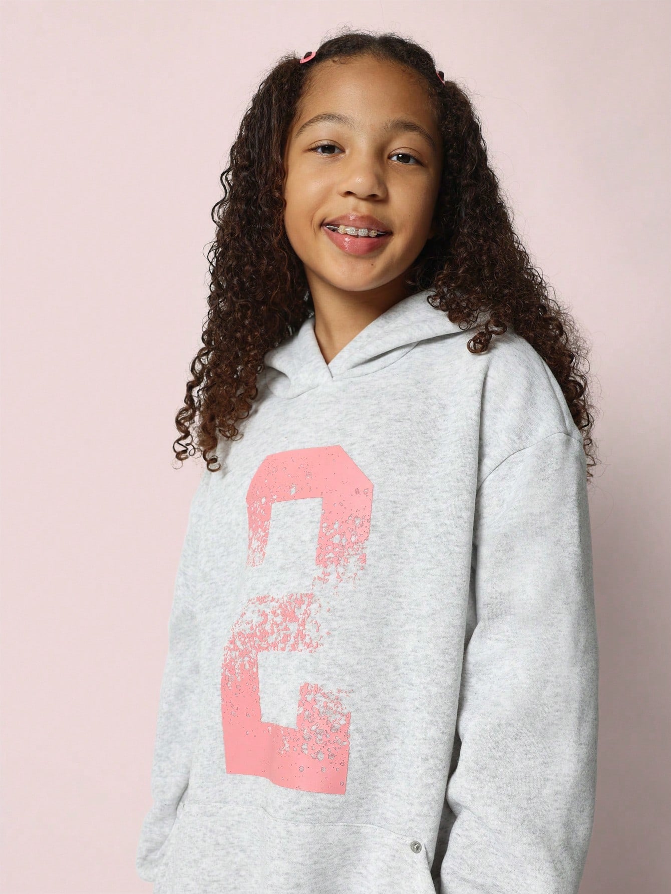 Tween Girls Oversized Hoodie Dress With Front Graphic Print