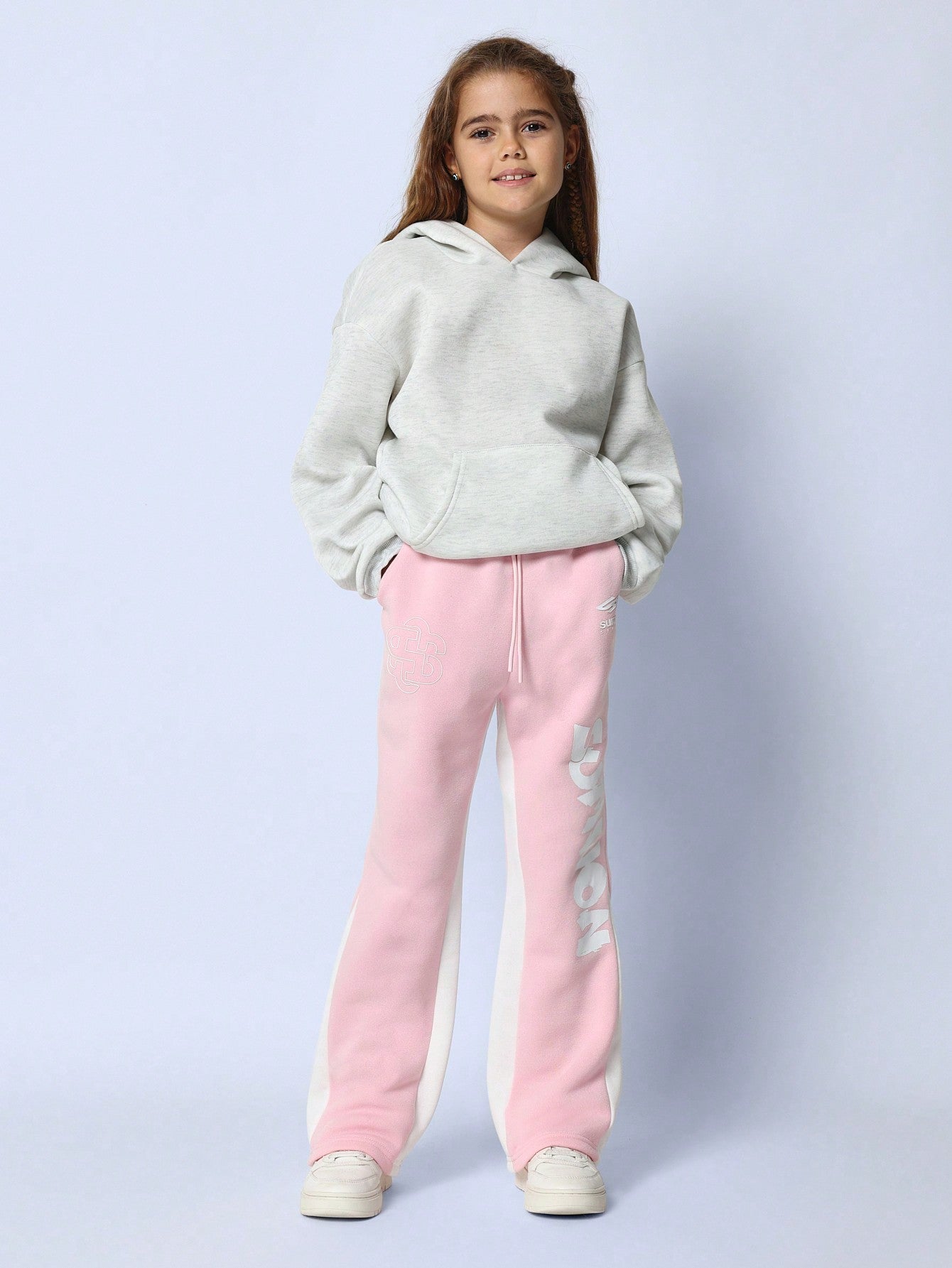 Tween Girls Flared Fit Colour Block Jogger With Print