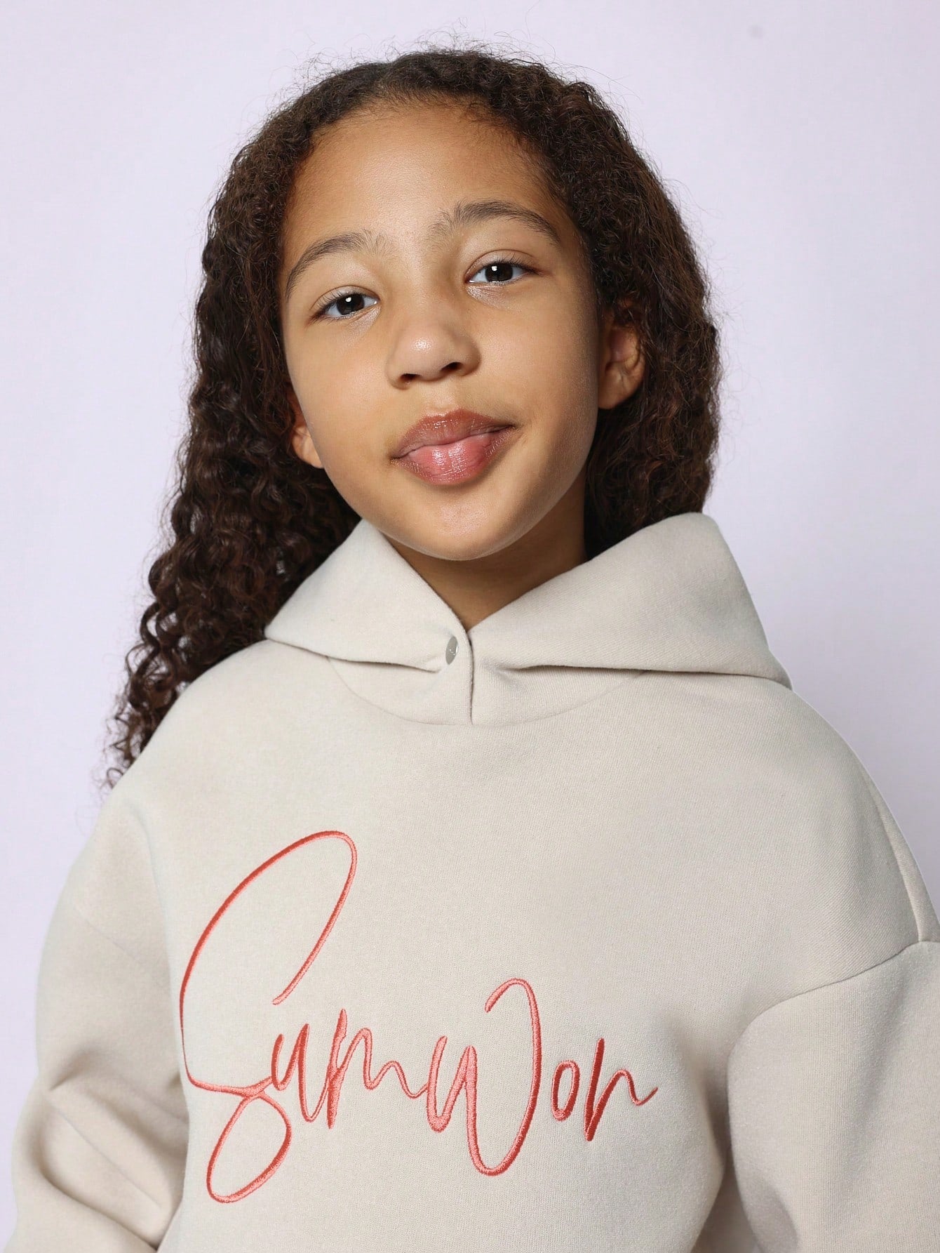 Tween Girls Overhead Hoodie With Embroidery