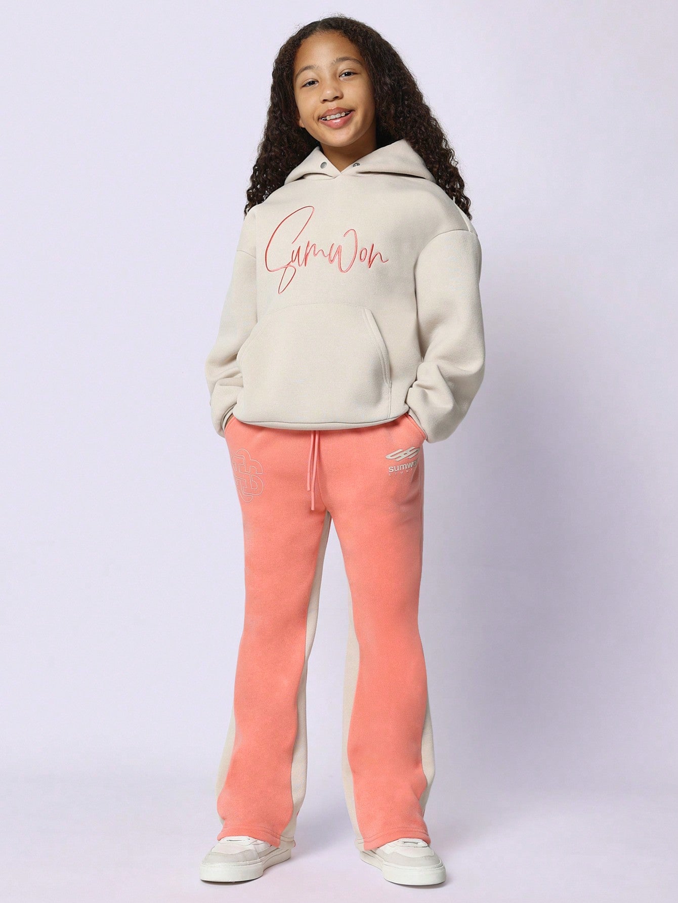 Tween Girls Overhead Hoodie With Embroidery