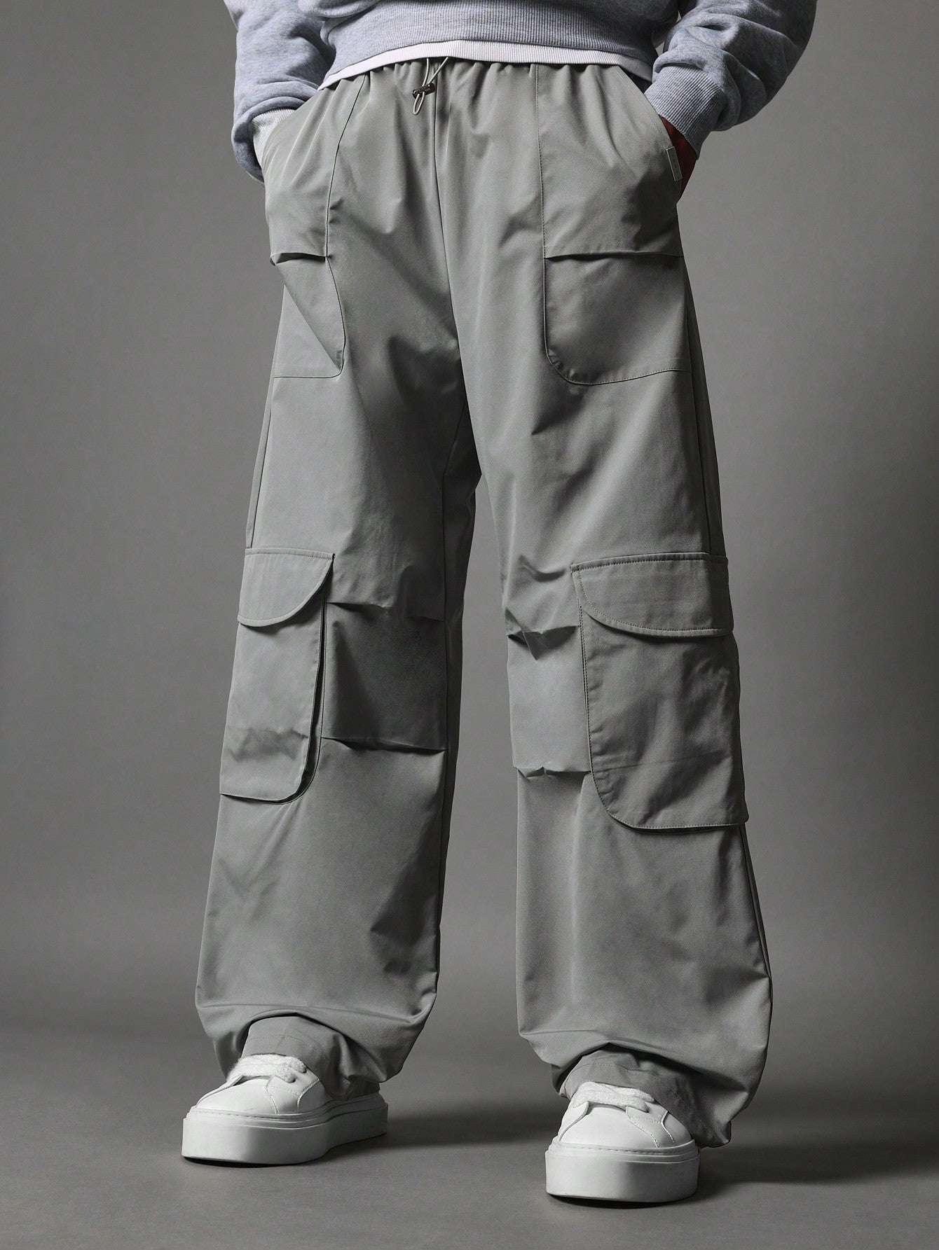 Loose Fit Nylon Multi Pocket Cargo Parachute Pant