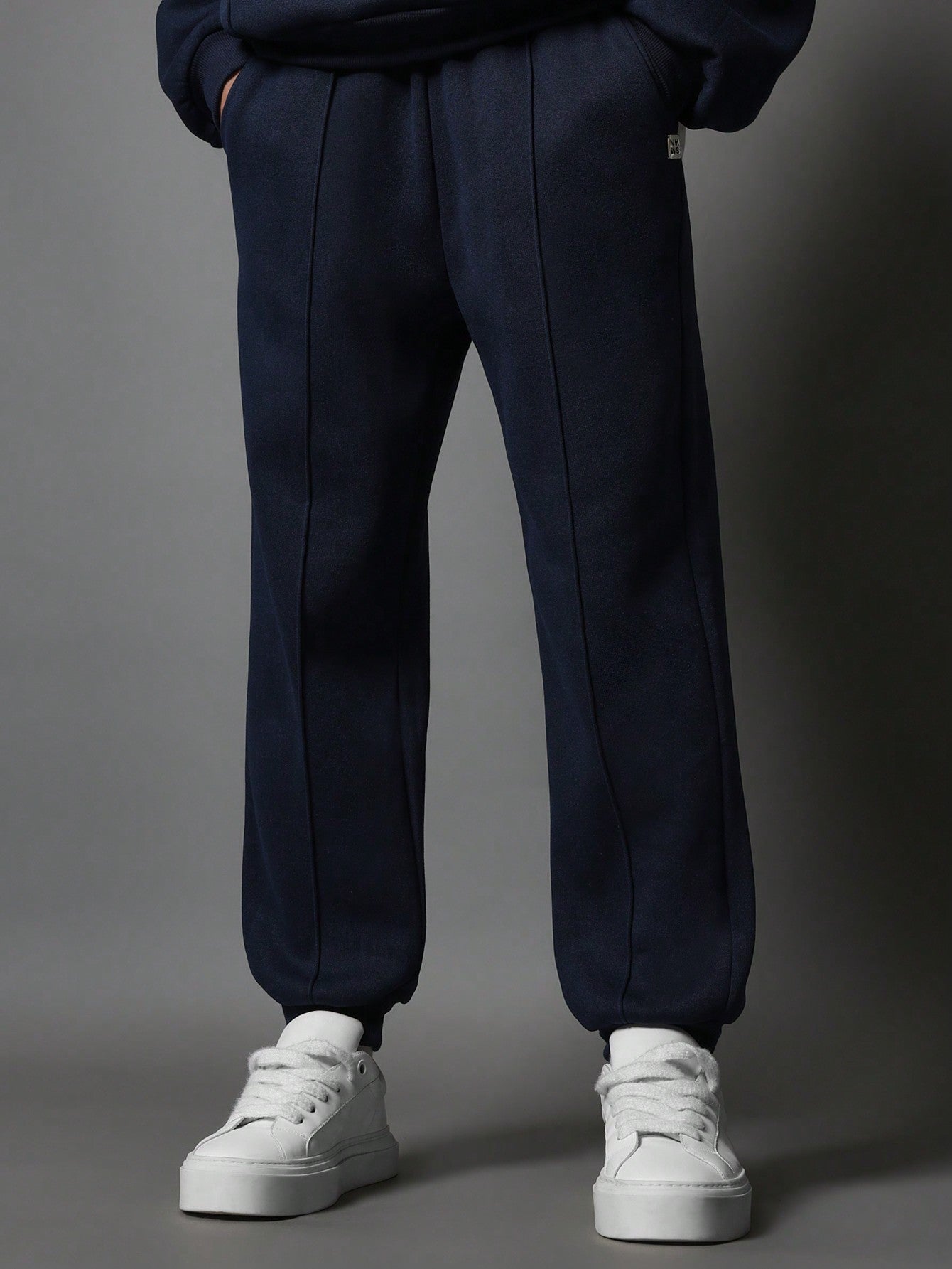 Regular Fit Overhead Hoodie With Side Entry Pocket And Jogger With Pintuck Detail 2 Piece Set