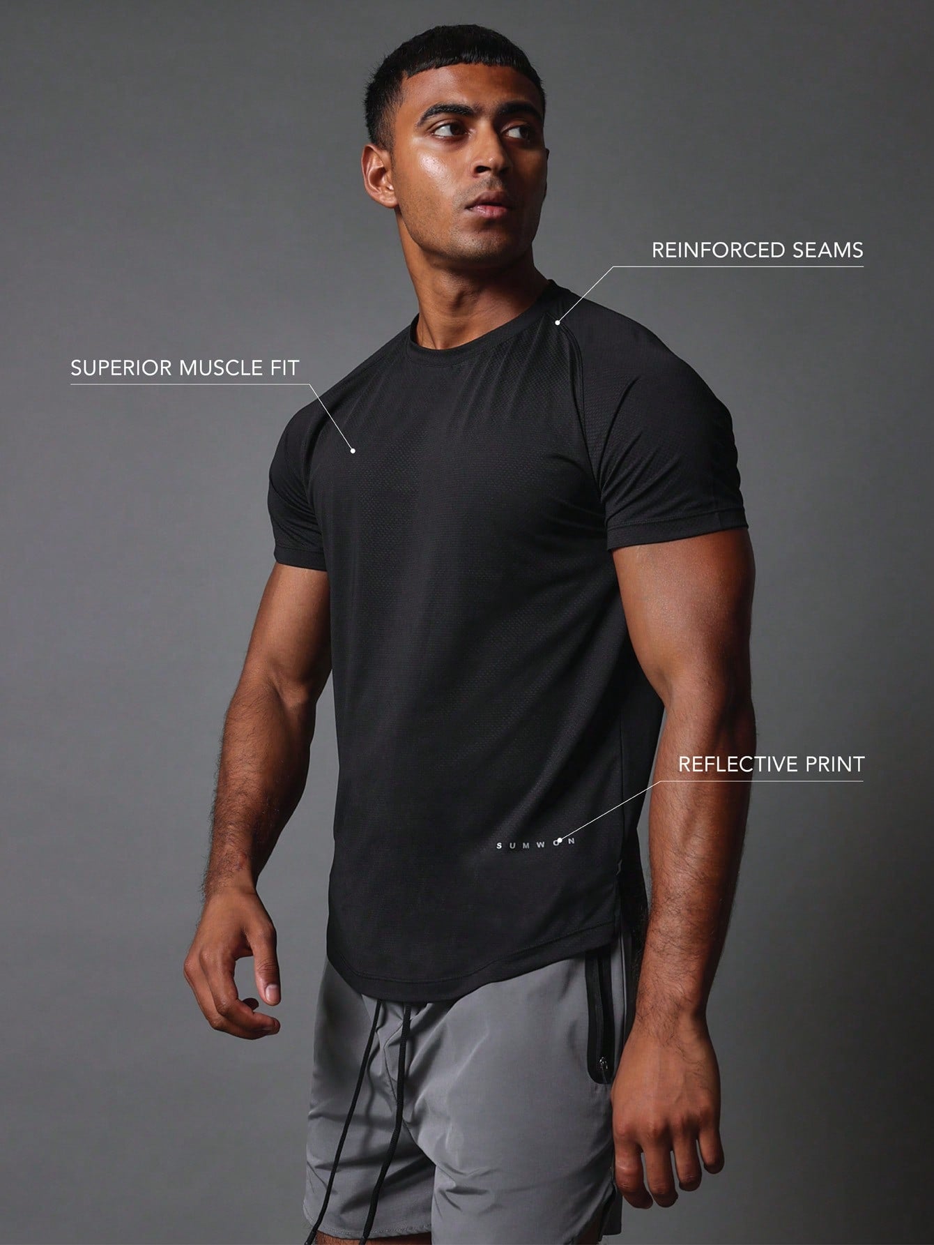 Activewear Comfort Superior Muscle Fit Premium Breathable T-Shirt With Reflective Print