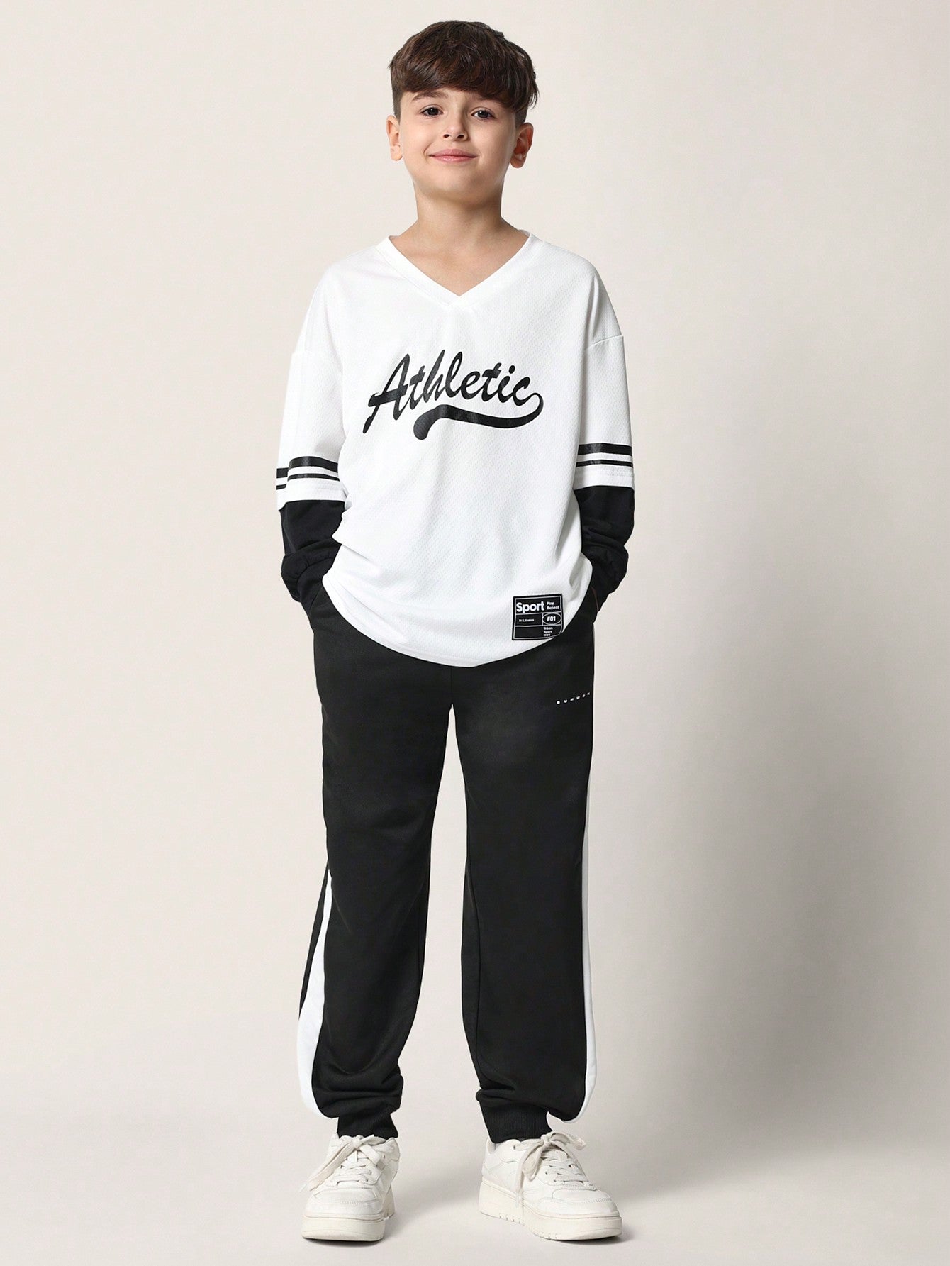 Tween Boys Relaxed Slim Cuffed Essential Jogger With Side Stripe