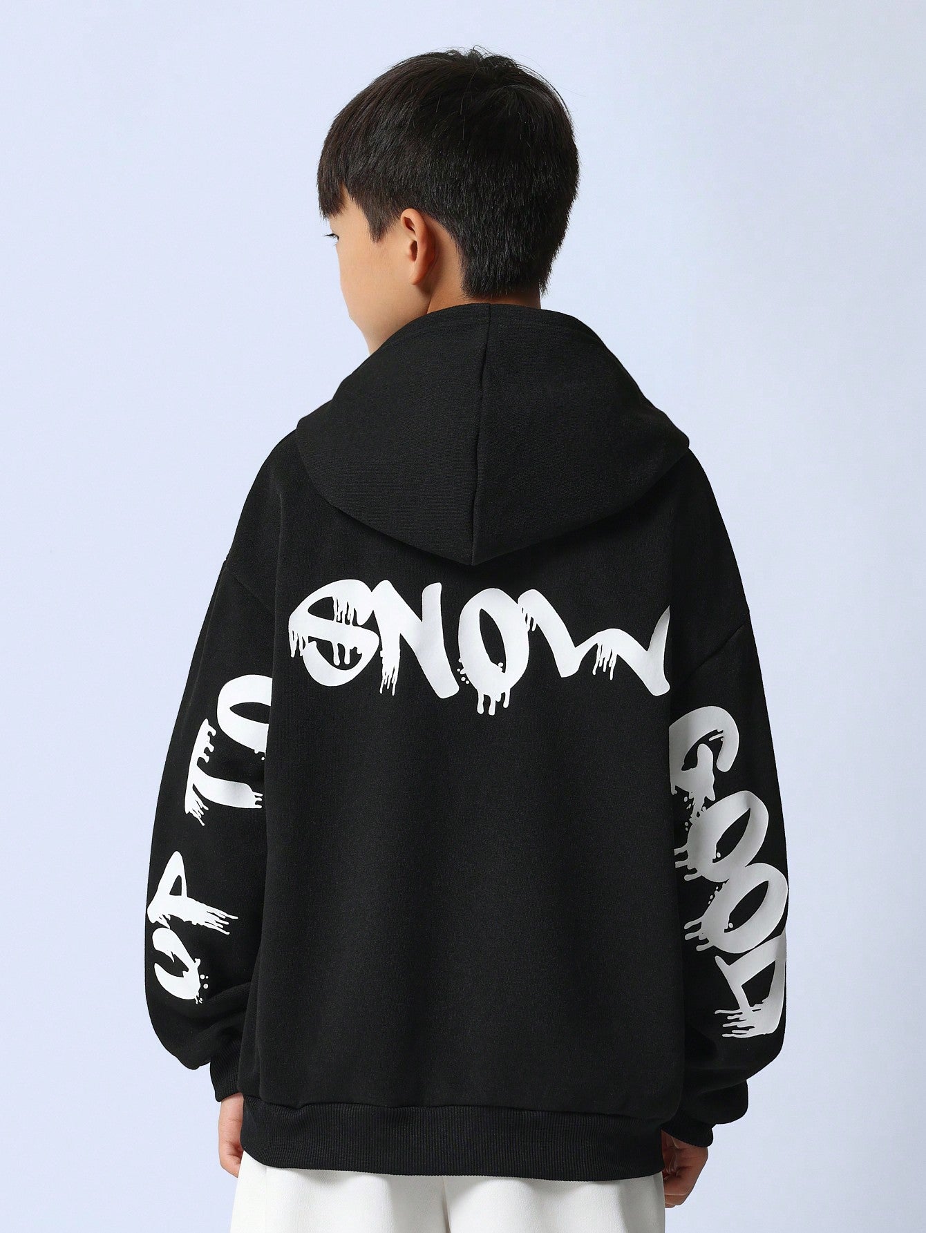 Tween Boys Comfy Christmas Regular Fit Overhead Hoodie With Back Slogan Graphic Print