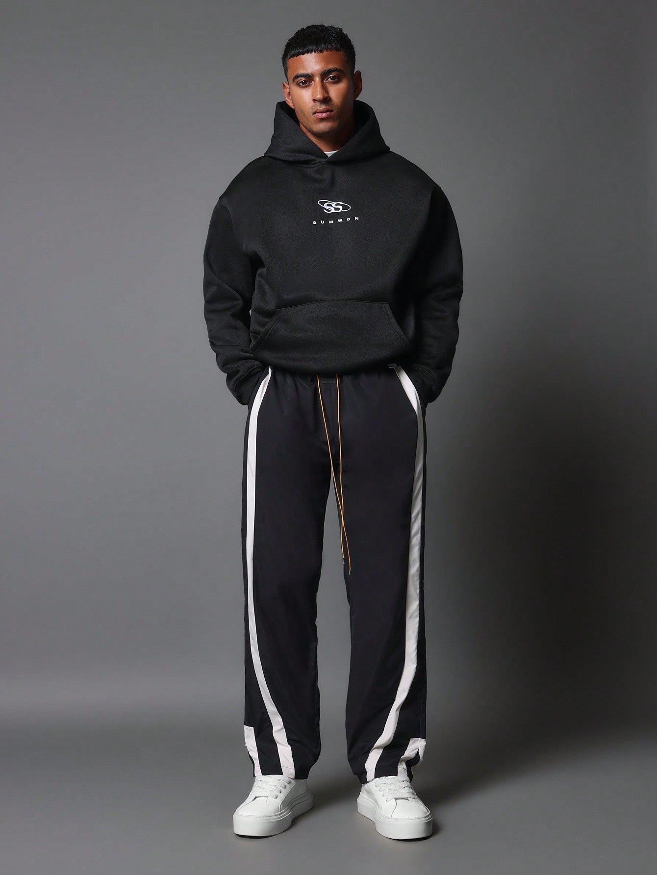 Straight Fit Panelling Pant With Drawstring