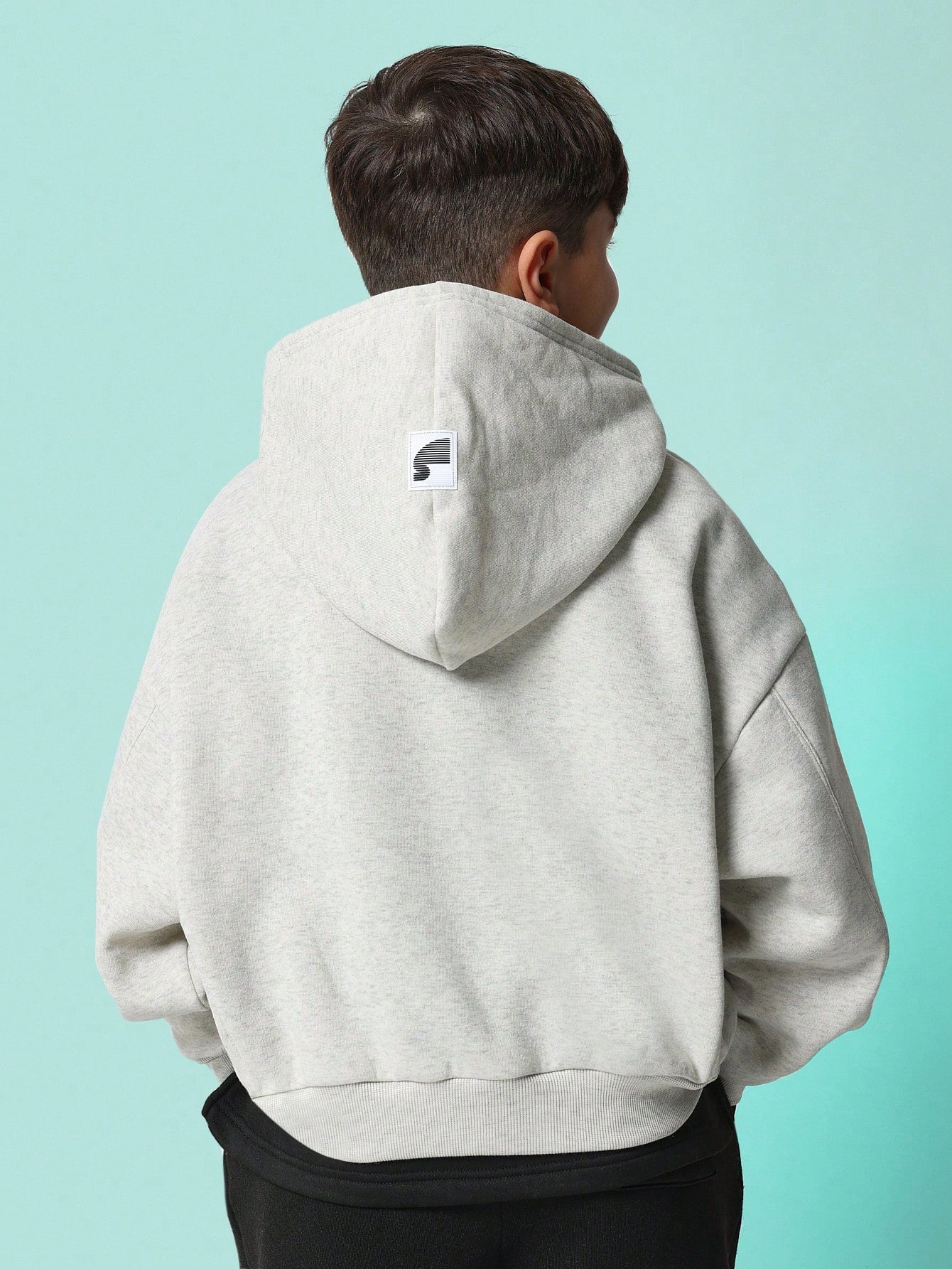 Tween Boys Comfy Grey Zip Through Carpenter Hoodie With Graphic Print