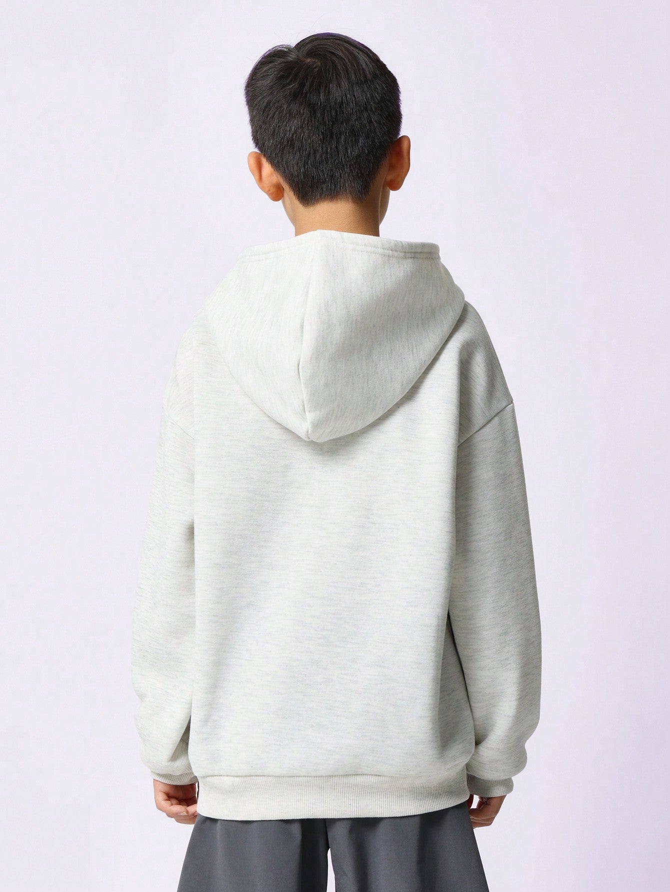 Tween Boys Comfy Grey Marl Overhead Hoodie With Large Patch Pocket