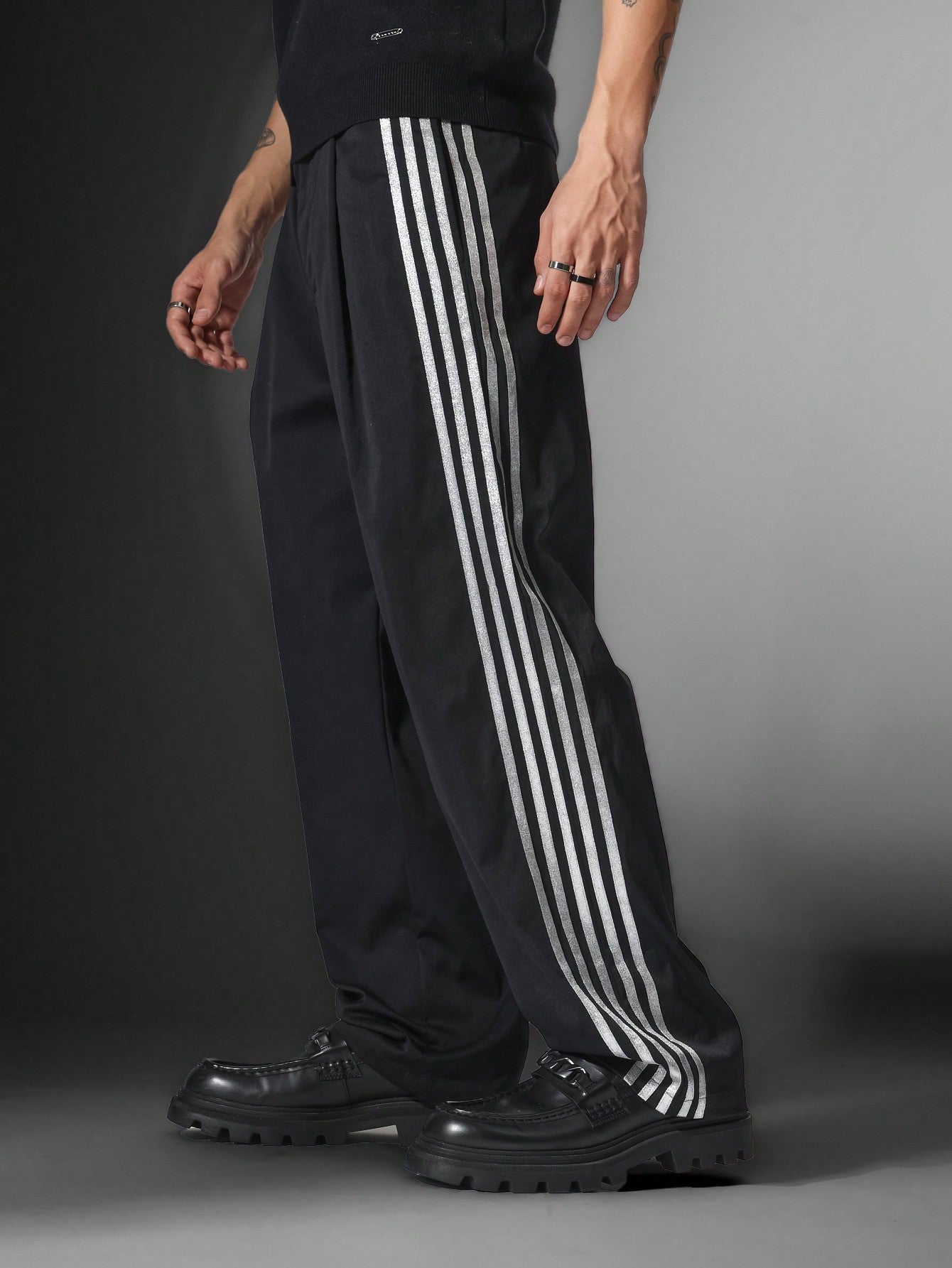 Loose Fit Stripe Side Lurex Tape Pant