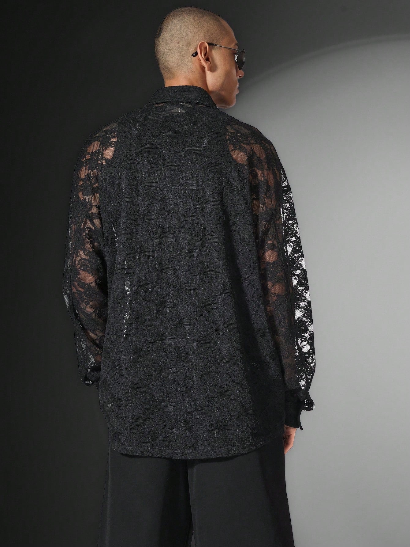 Lace See Through Regular Fit Long Sleeve Shirt