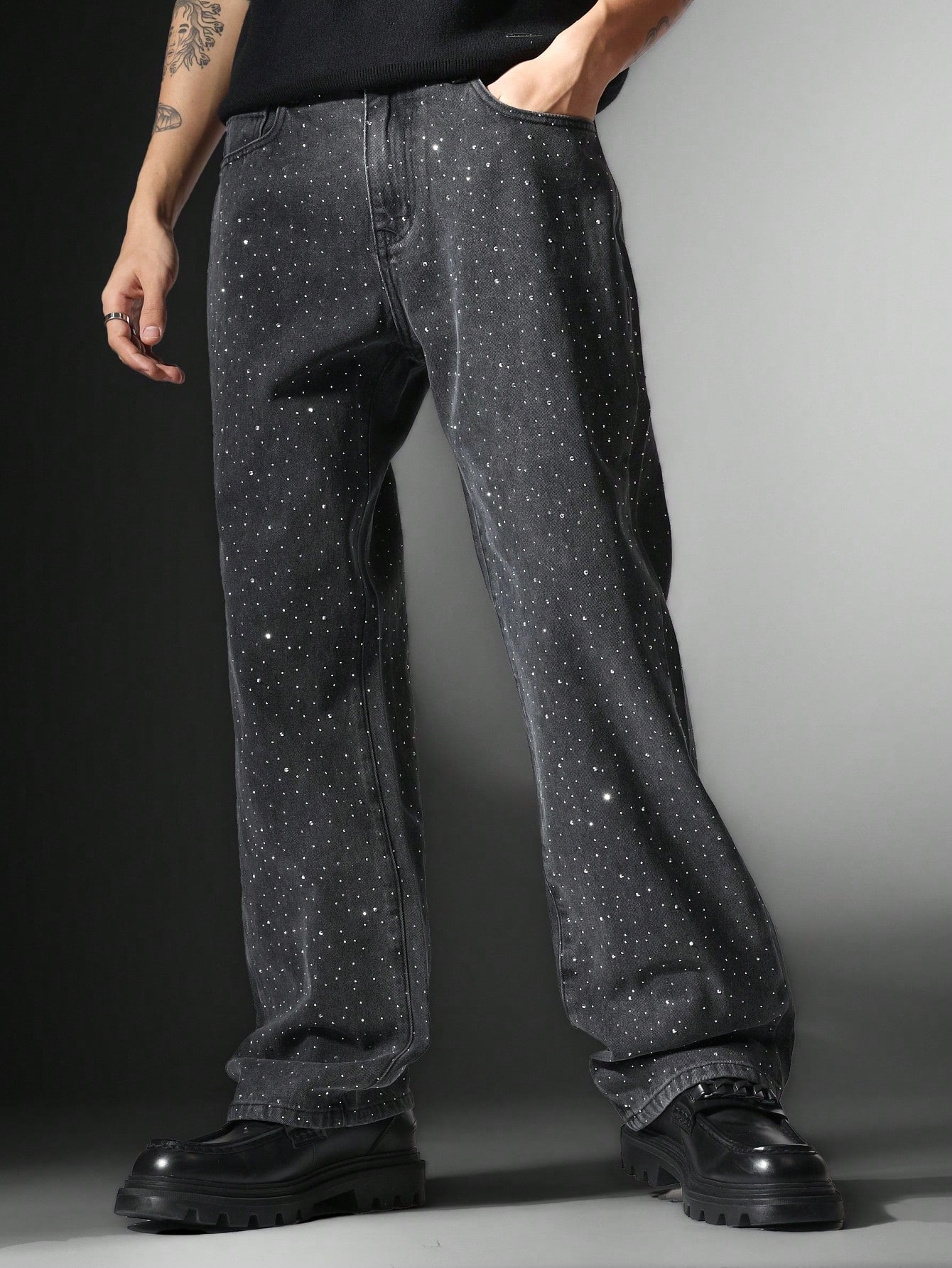 Baggy Fit Jean With All Over Sparkle