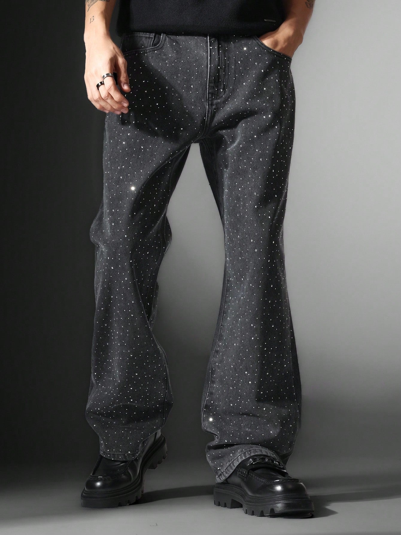 Baggy Fit Jean With All Over Sparkle