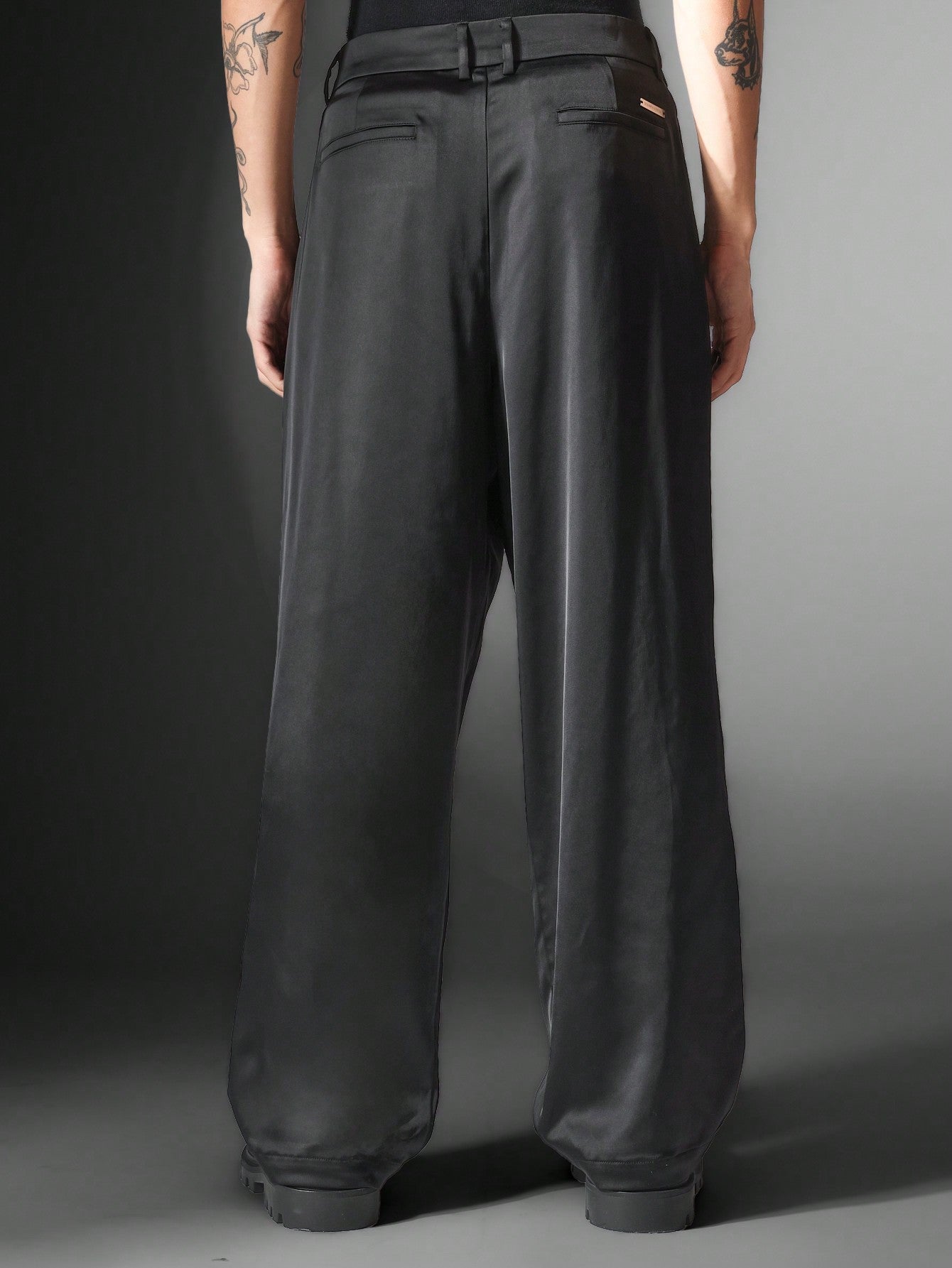 Loose Fit Satin Pant With Pleats