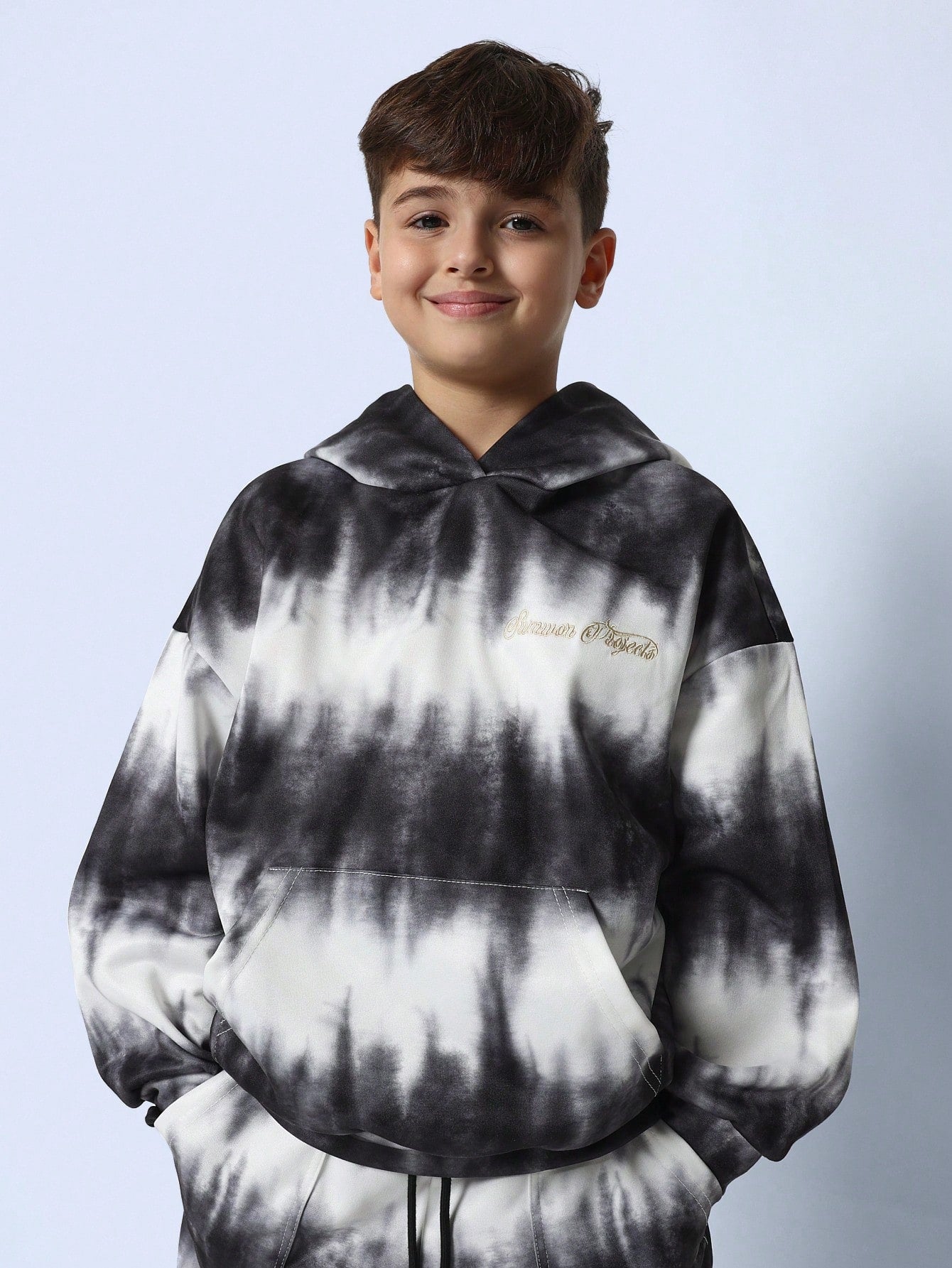 Tween Boys Comfy Regular Fit Tie Dye Overhead Hoodie And Short 2 Piece Set