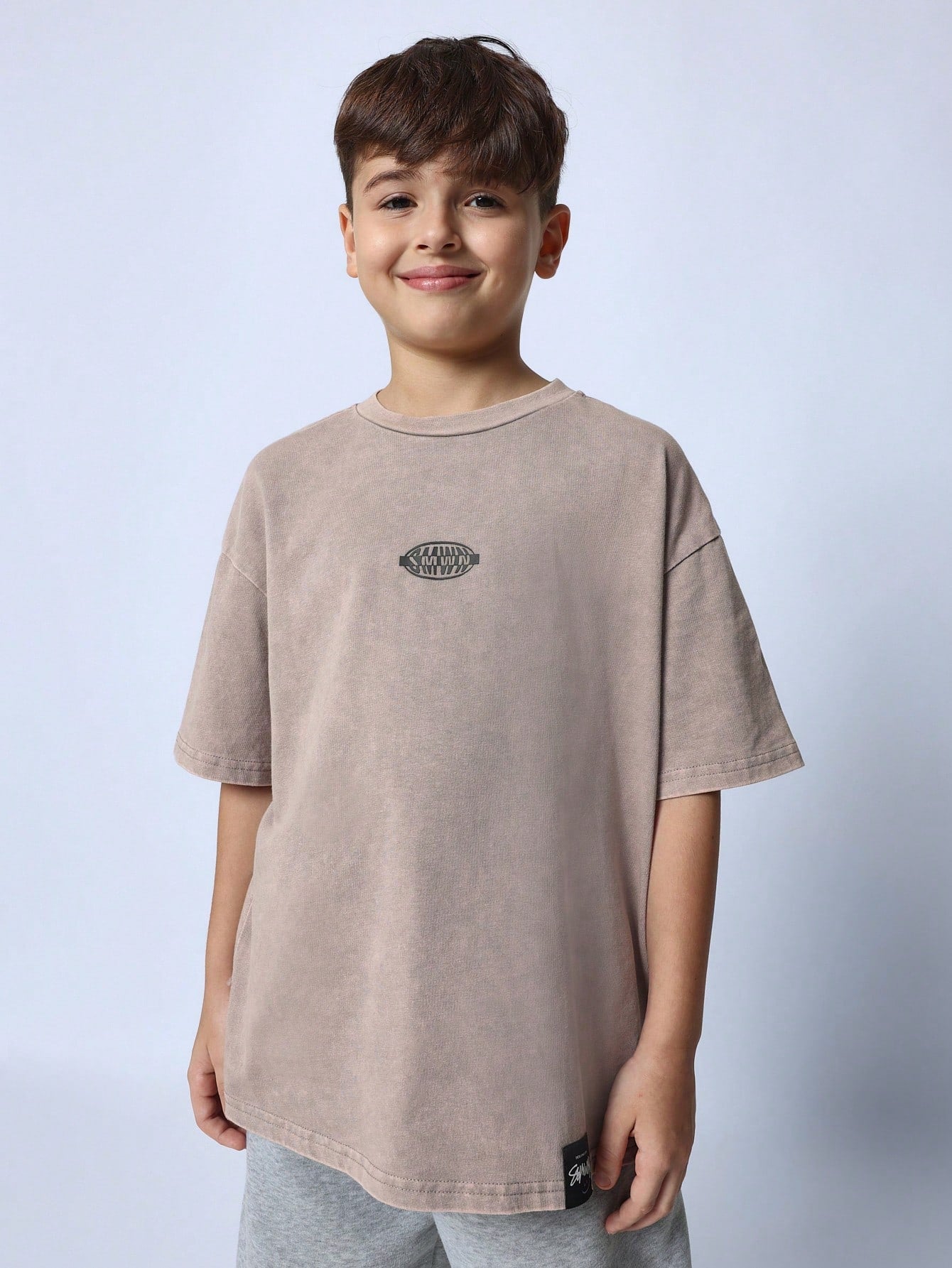 Tween Boys Everyday Play Oversized Washed Tee With Back Swirl Graphic Print