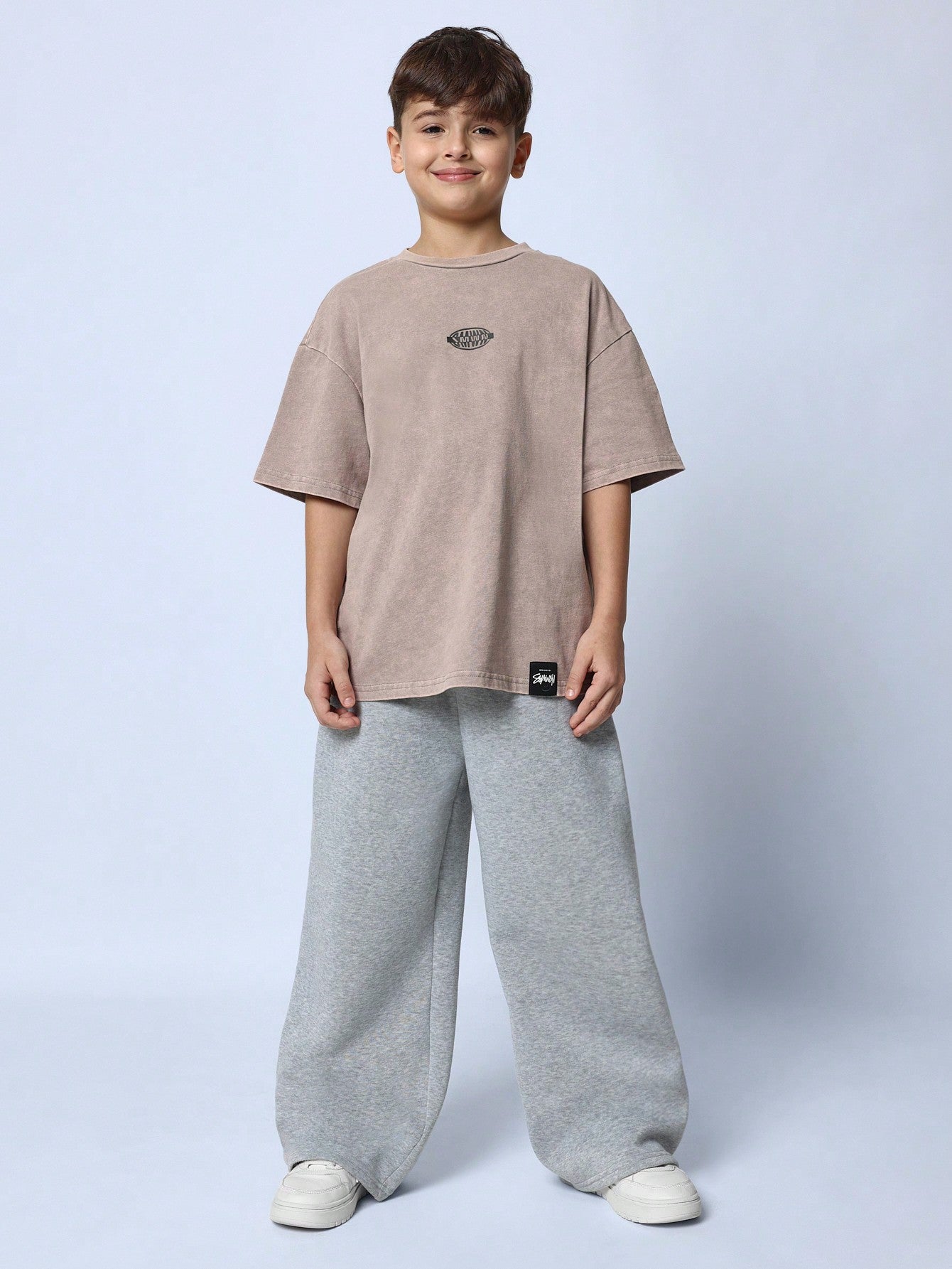 Tween Boys Everyday Play Oversized Washed Tee With Back Swirl Graphic Print