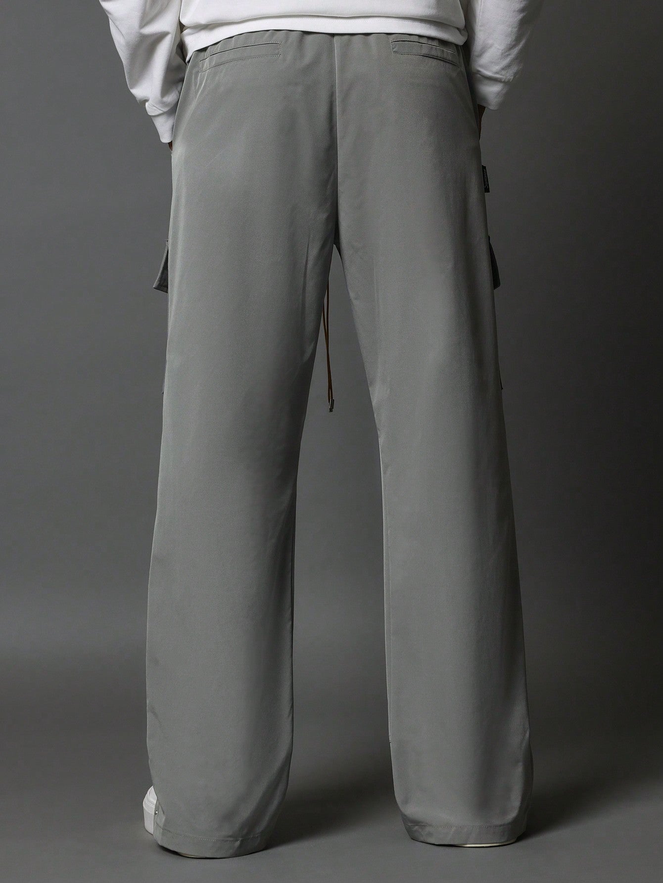 Straight Fit Cargo Nylon Pant With Side Poppers