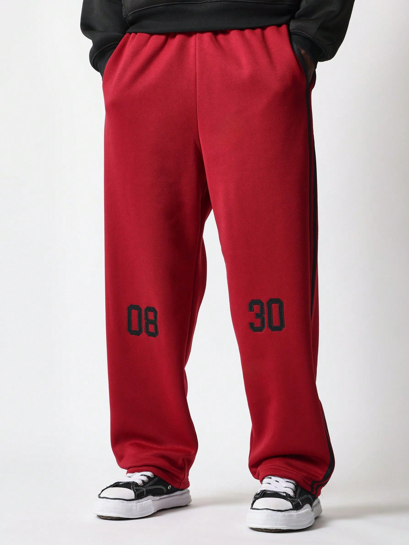 Drop Crotch Sweatpants With Embroidery Applique