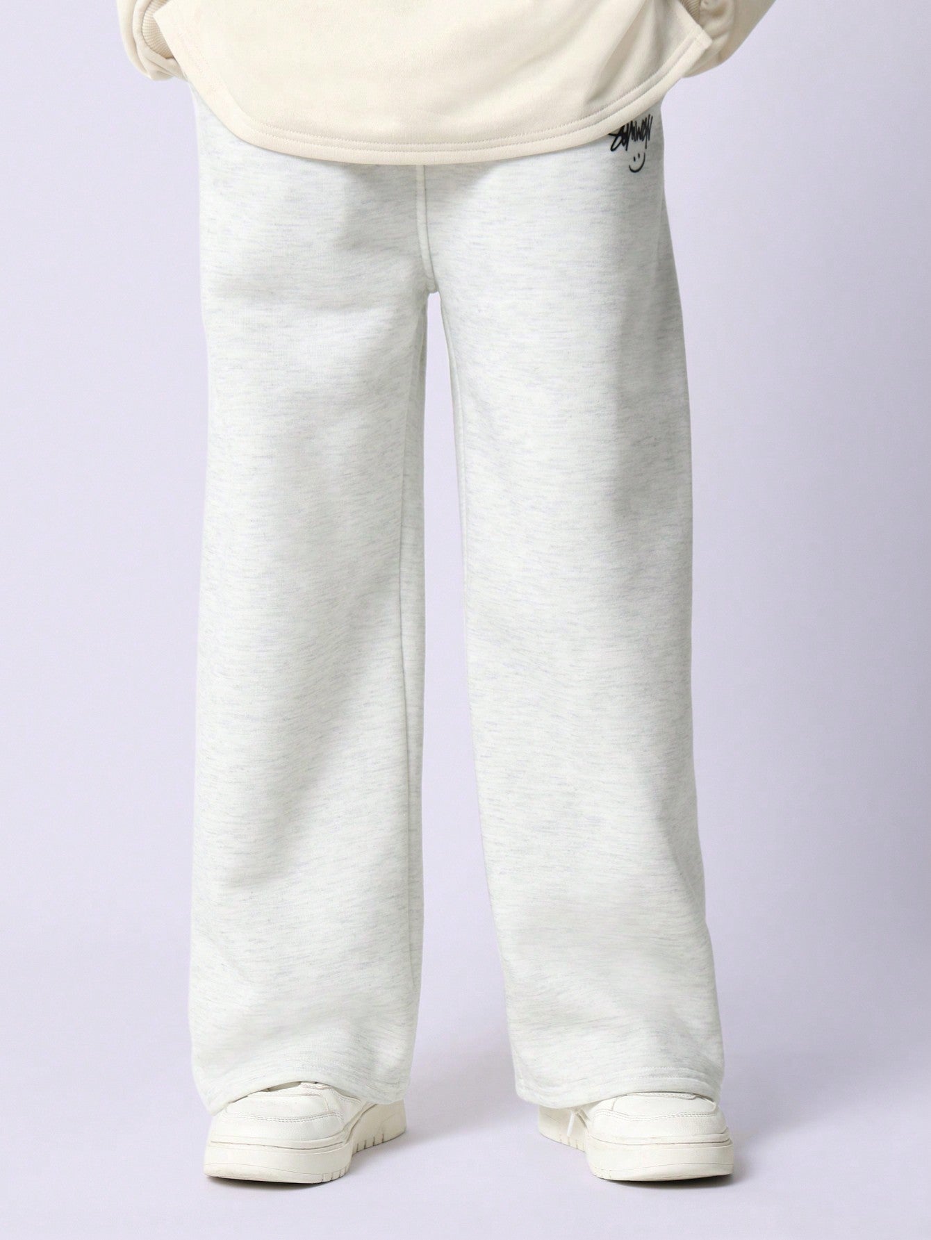 Tween Boys Grey Marl Drop Crotch Sweatpants With Graphic Print