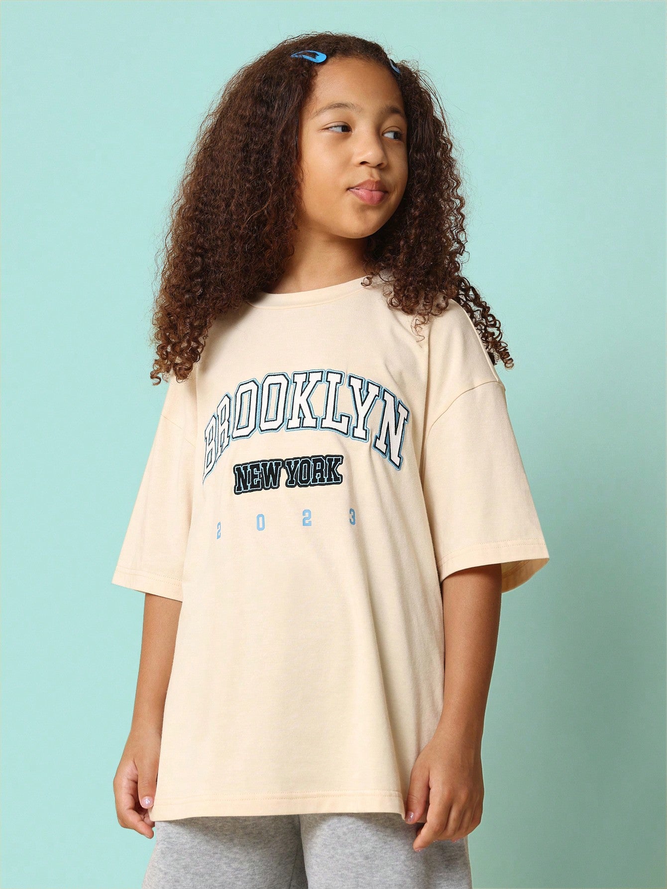 Tween Girls Oversized Fit Brooklyn Graphic Printed Tee