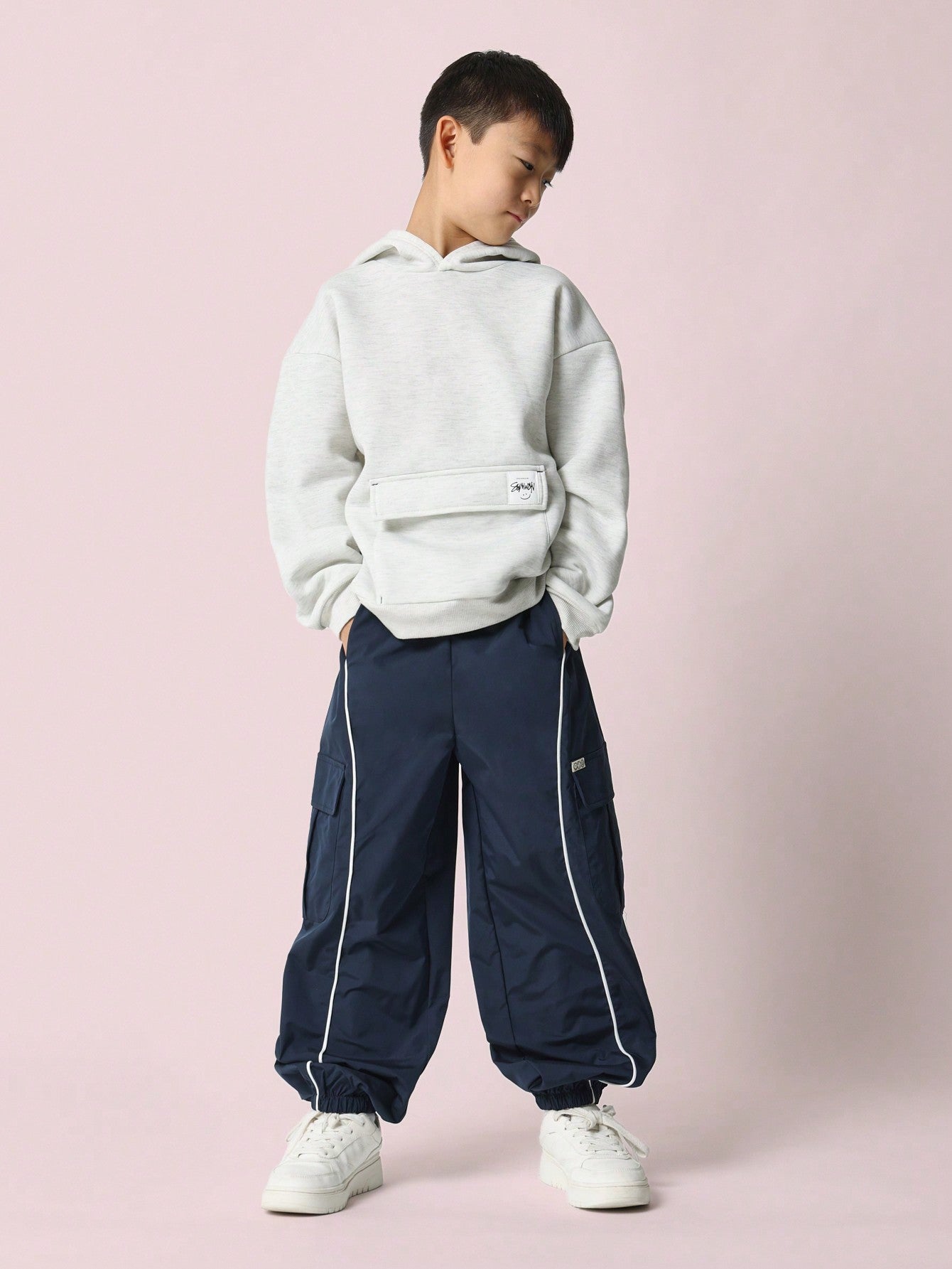 Tween Boys Loose Fit Piping Seam Nylon Cargo Pant