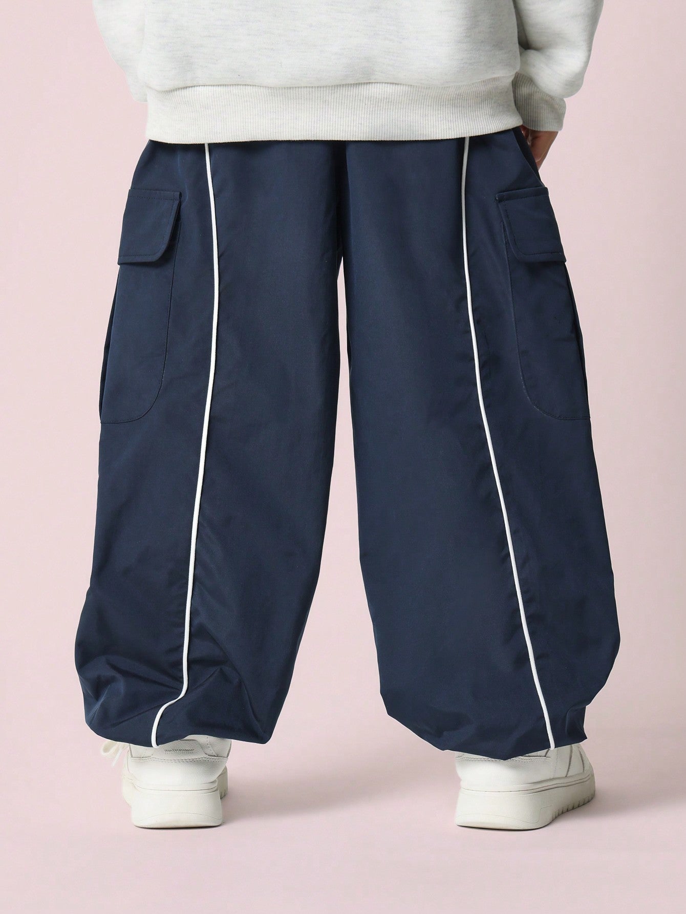 Tween Boys Loose Fit Piping Seam Nylon Cargo Pant