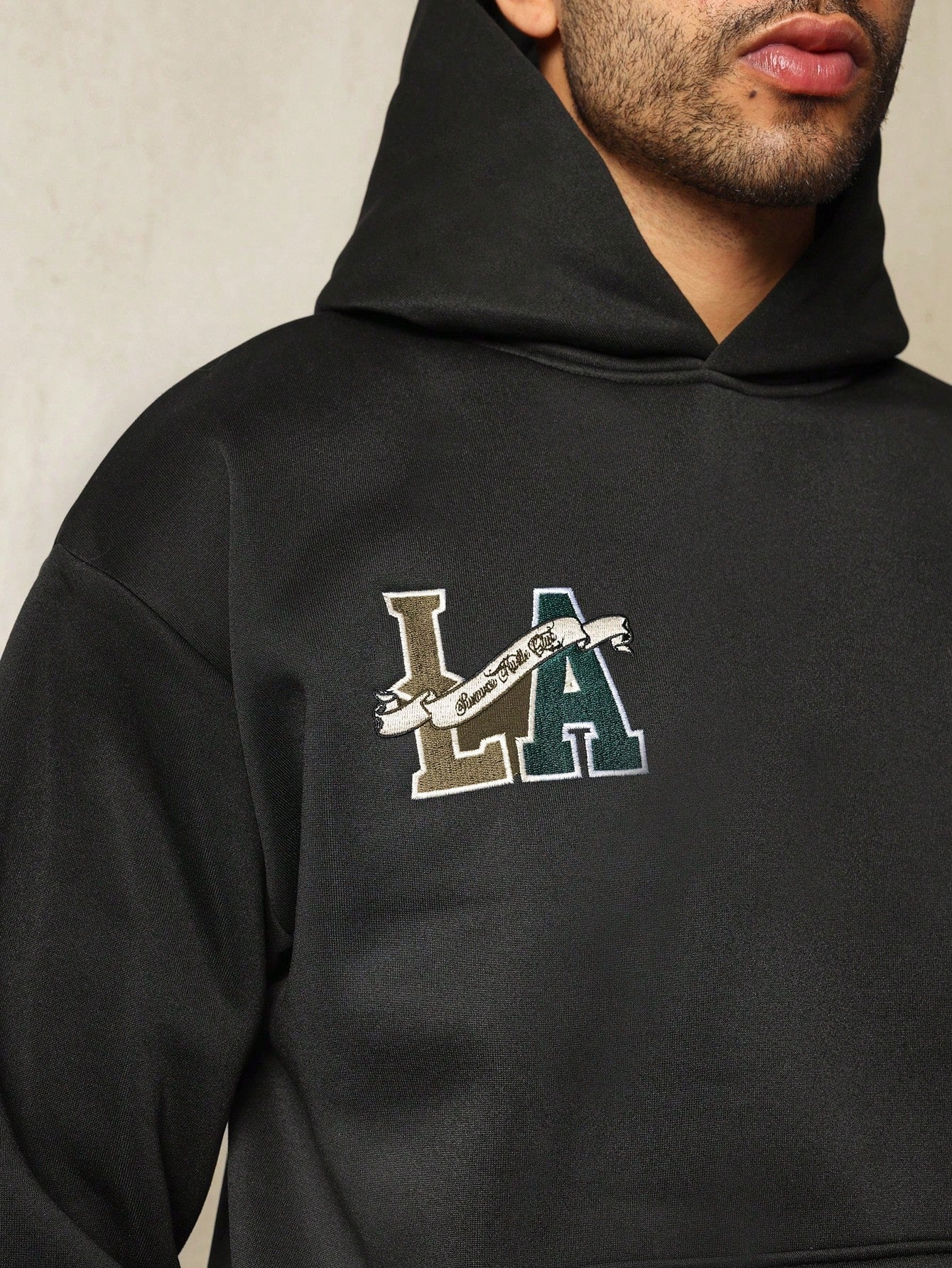 Overhead Crop Fit Hoodie With Embroidered LA