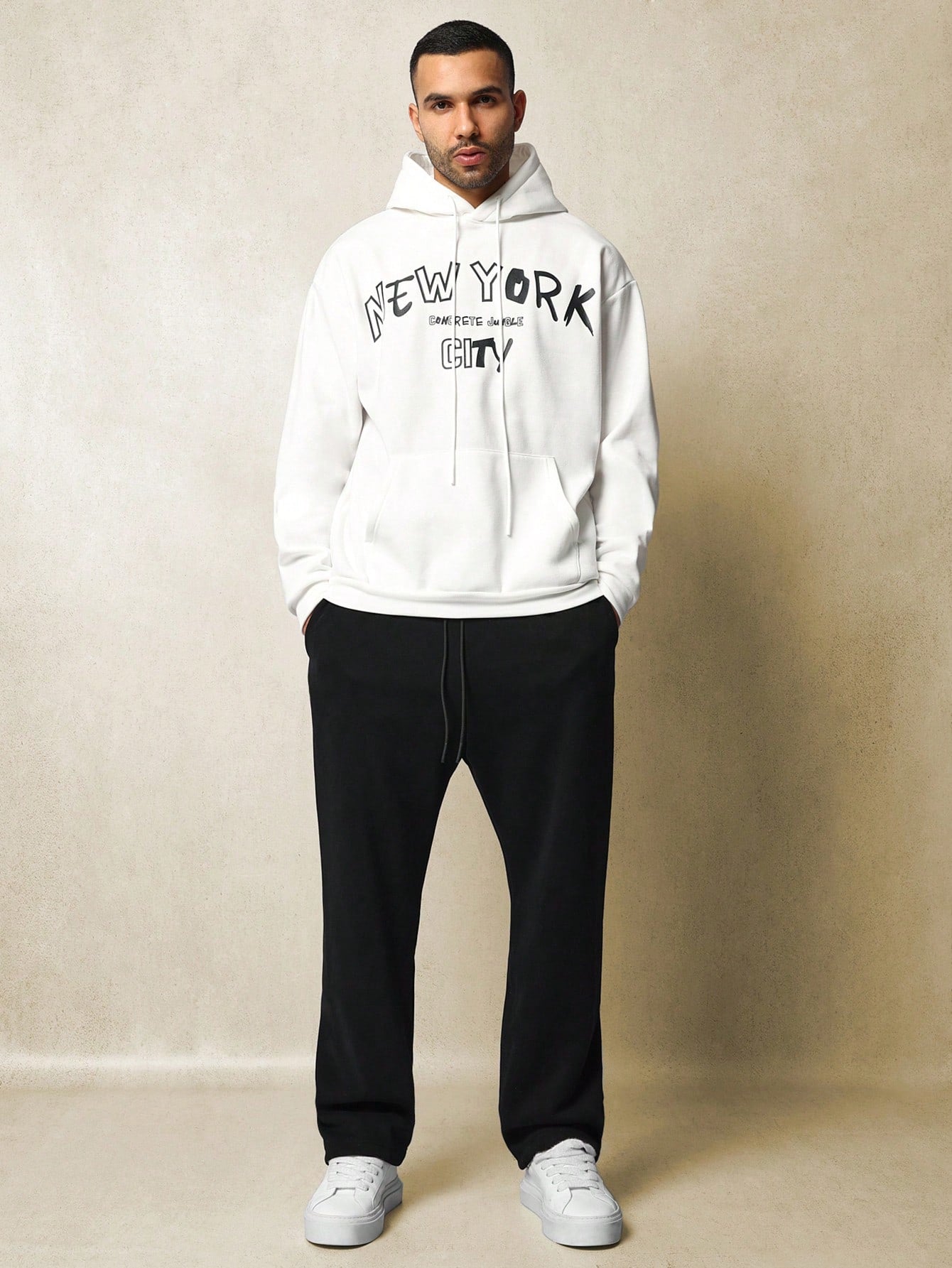 Oversized Fit Overhead Hoodie With New York Graphic Print