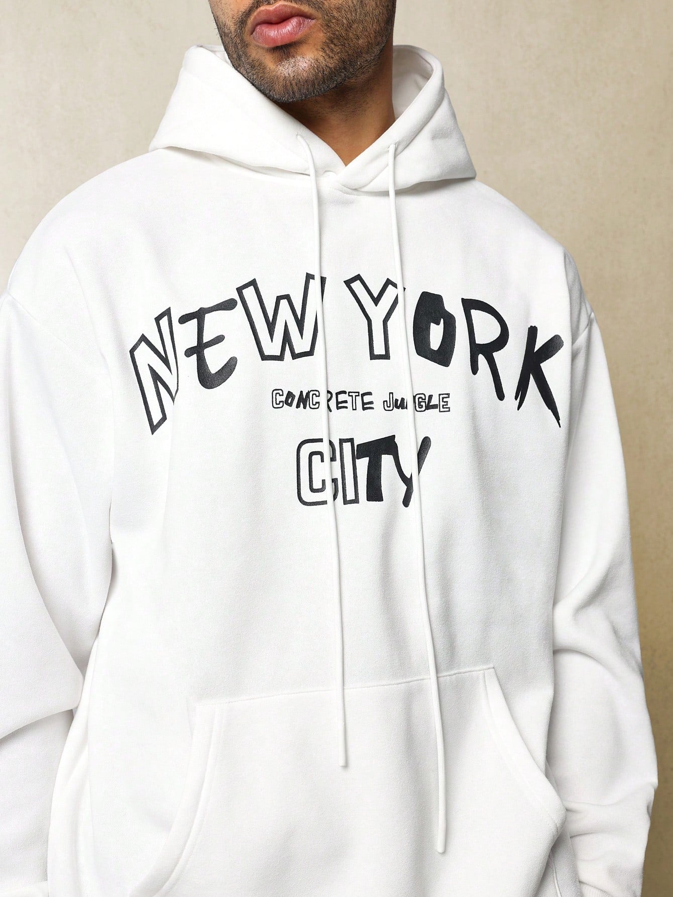 Oversized Fit Overhead Hoodie With New York Graphic Print