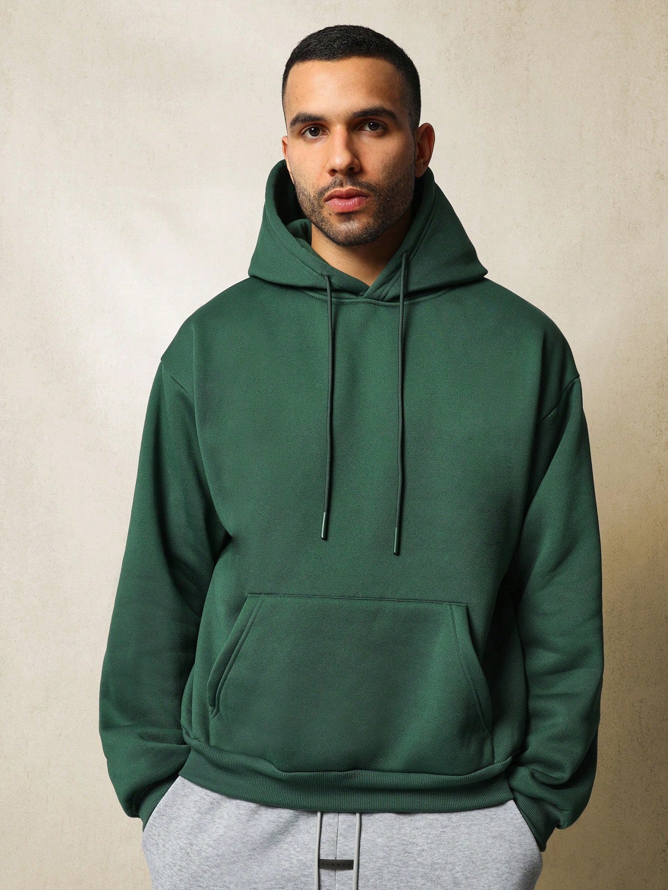 Regular Fit Overhead Hoodie And Contrast Colour Drop Crotch Sweatpants 2 Piece Set