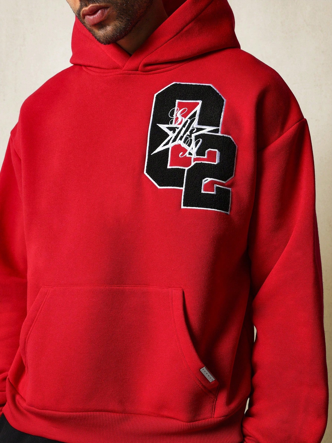 Regular Fit Overhead Hoodie With Applique Badge