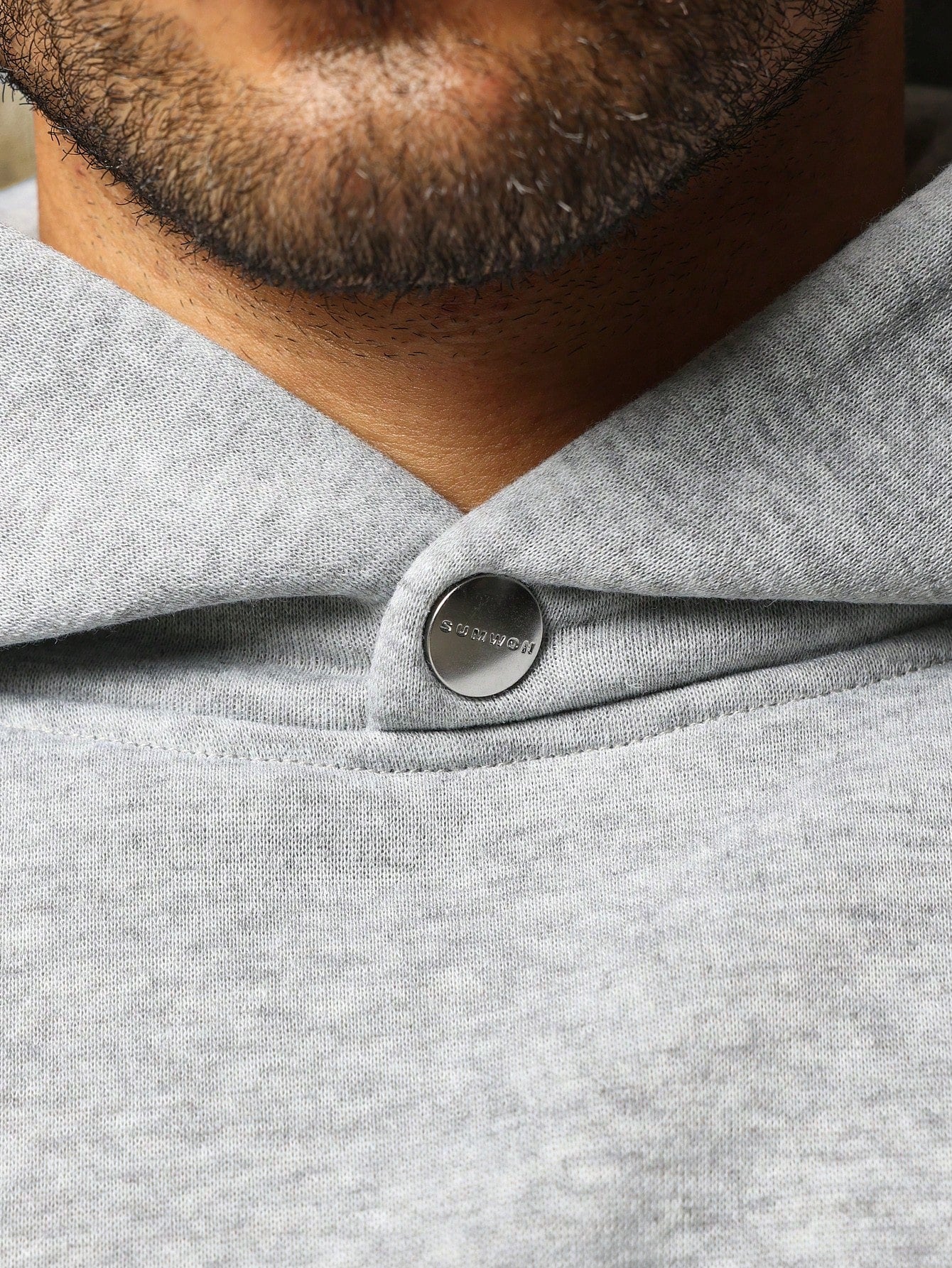 Regular Fit Overhead Hoodie With Snap Button