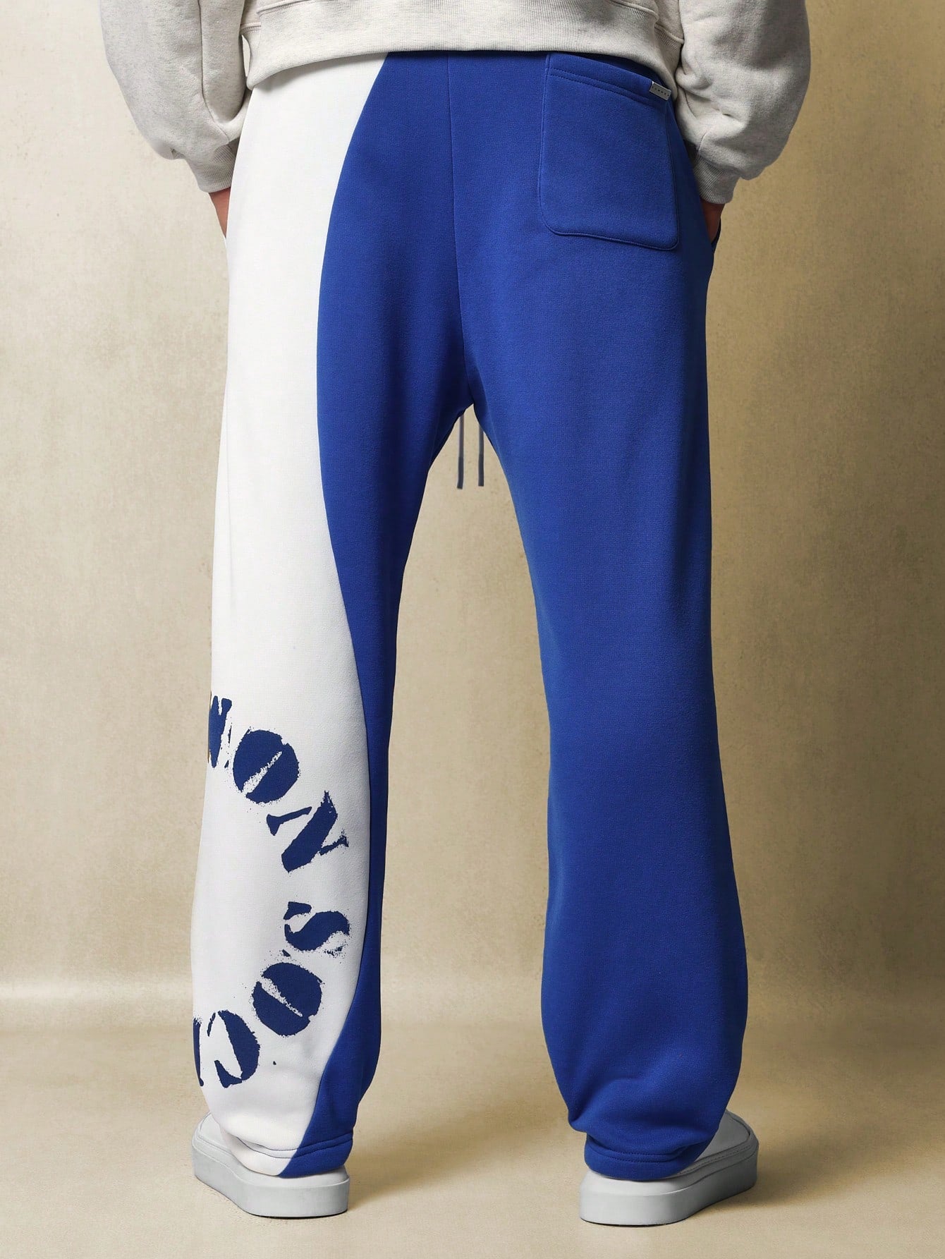 Straight Fit Drop Crotch Contrast Colour Swirl Sweatpants With Graphic Print