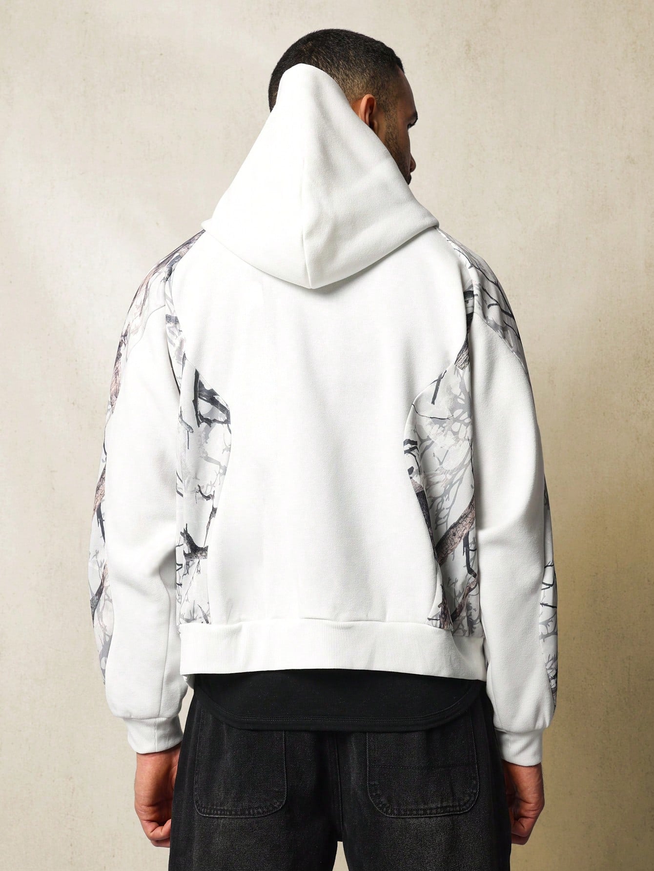 Regular Fit Printed Zip-Up Hoodie With Embroidery