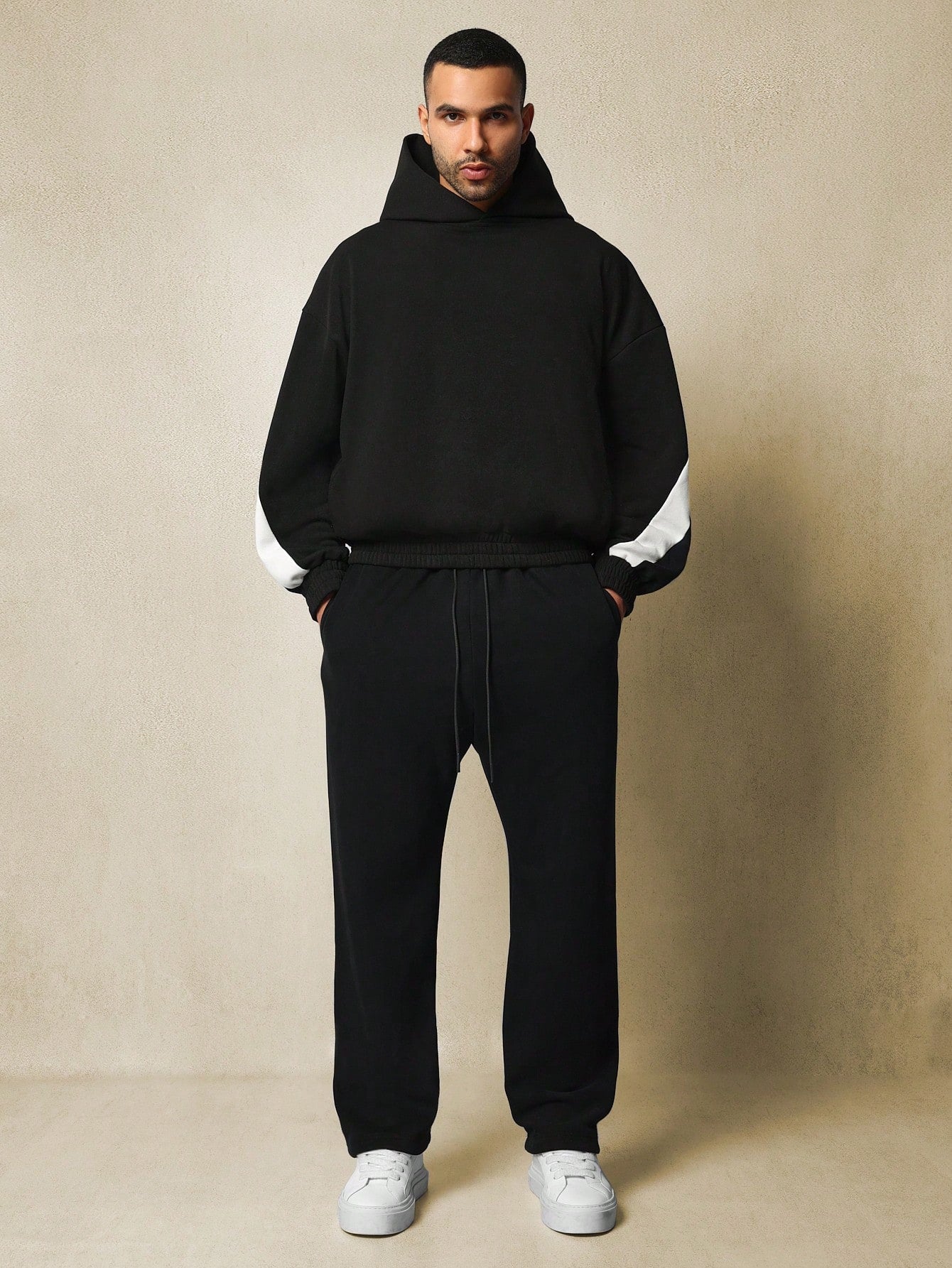 Oversized Overhead Hoodie With Contrast Colour Panel