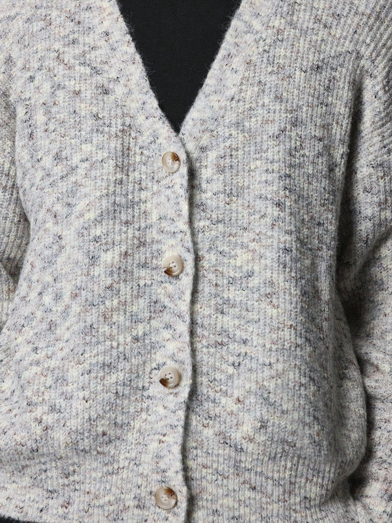 Cropped Space Dye Knit Cardigan