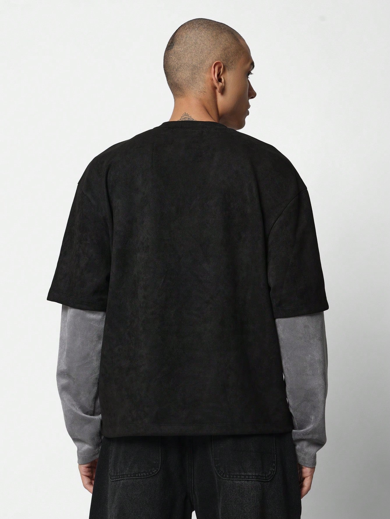 Regular Fit Suedette Long Sleeve Essential Tee