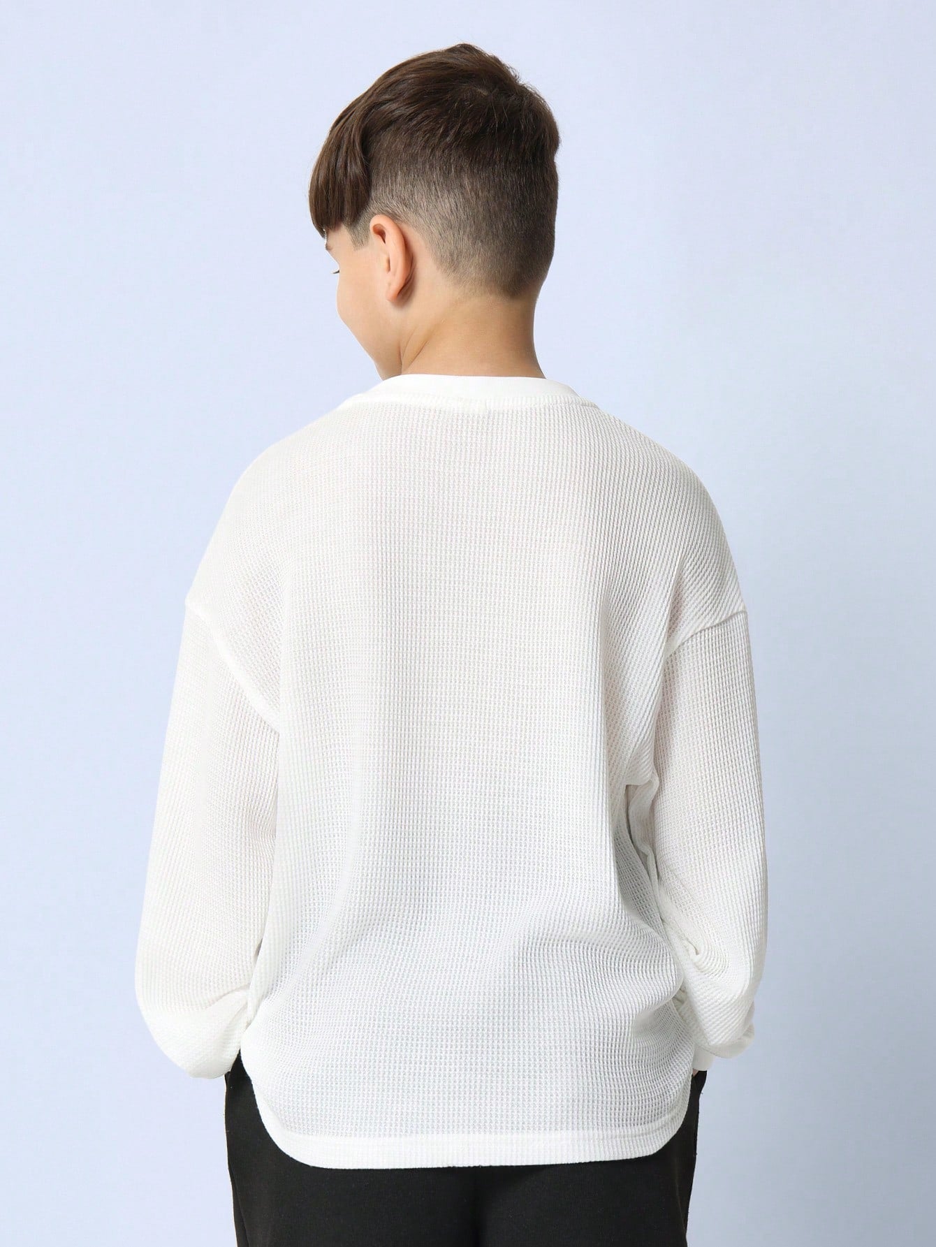 Tween Boys Relaxed Long Sleeve Waffle Essential Tee