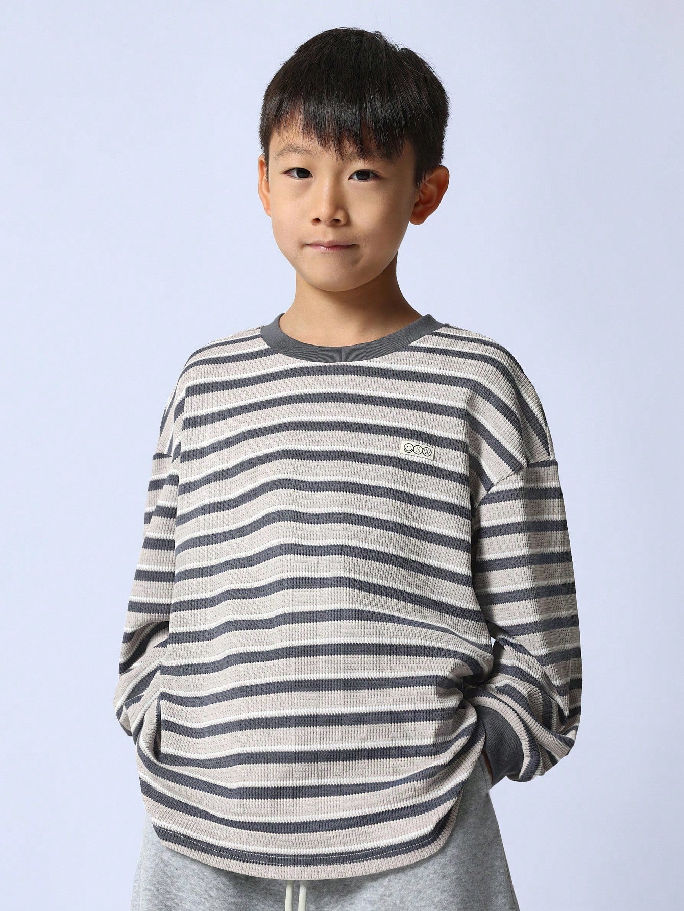 Tween Boys Relaxed Stripe Long Sleeve Round Neck Tee