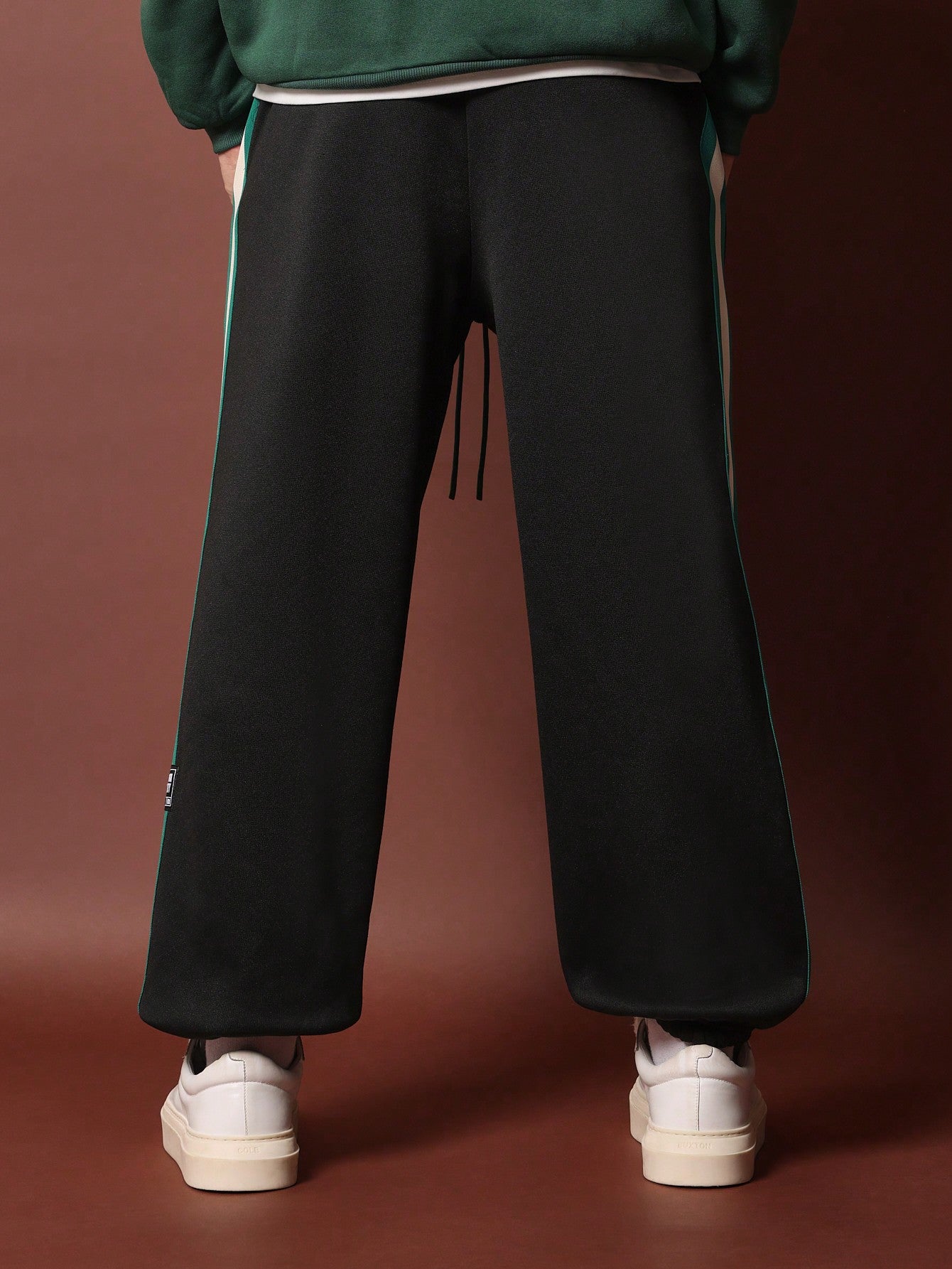 Straight Fit Drop Crotch Jogger With Side Tape & Drawstrings