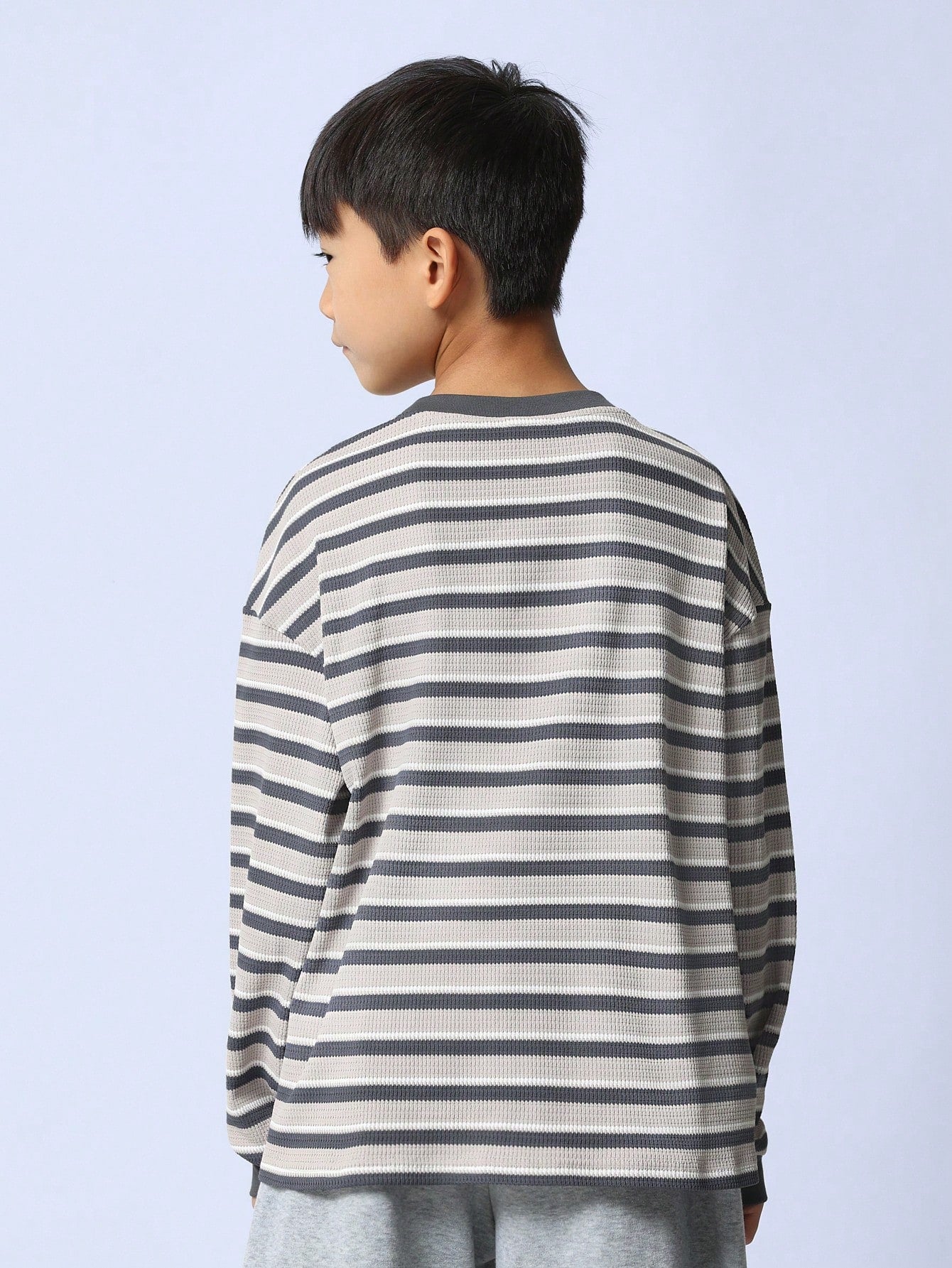 Tween Boys Relaxed Stripe Long Sleeve Round Neck Tee