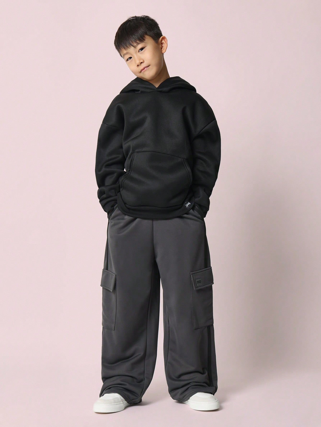 Tween Boys Everyday Play Drop Crotch Cargo Sweatpants With Stripe Tape