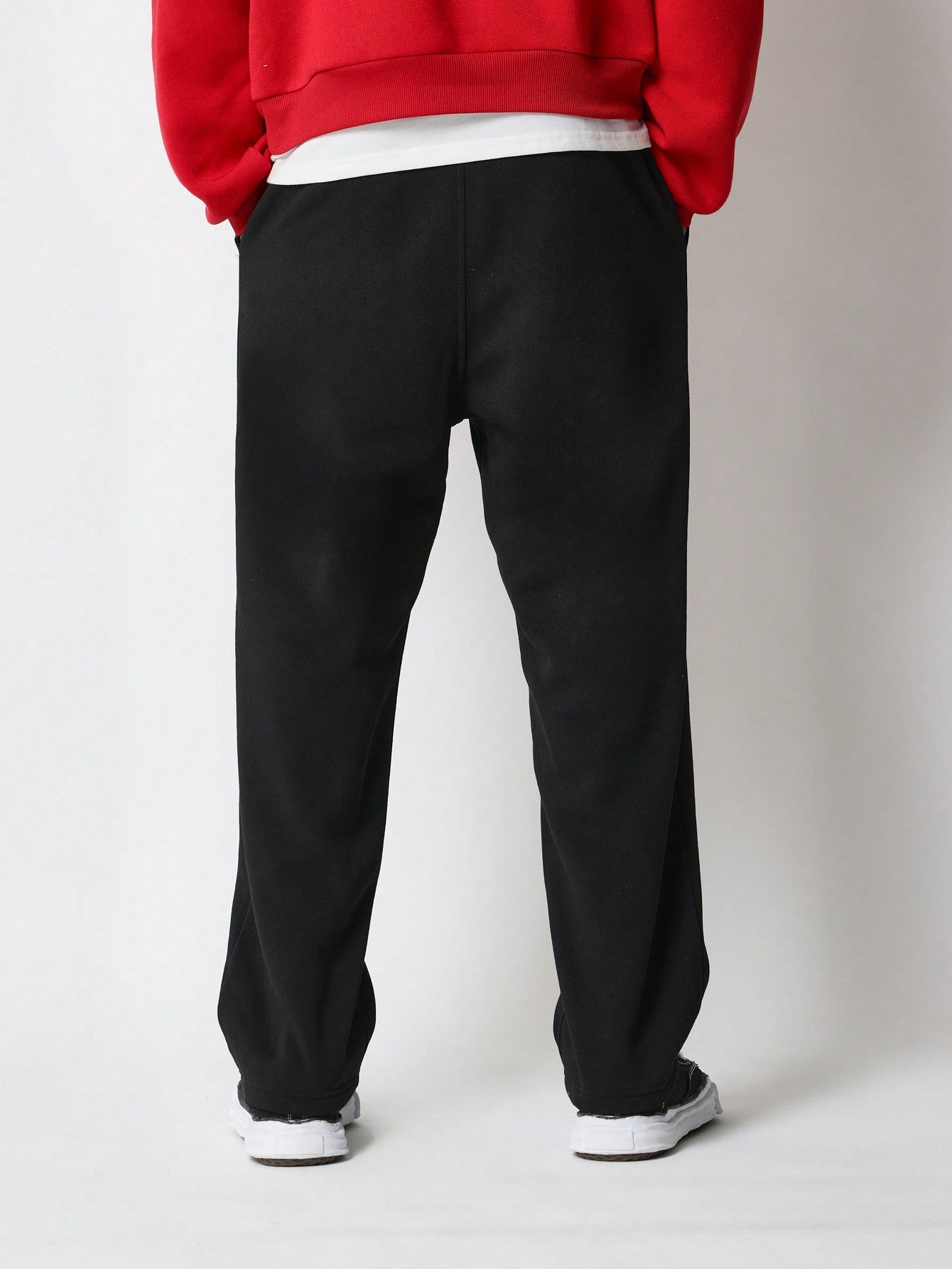 Straight Fit Drop Crotch Sweatpants With Embroidered Flame