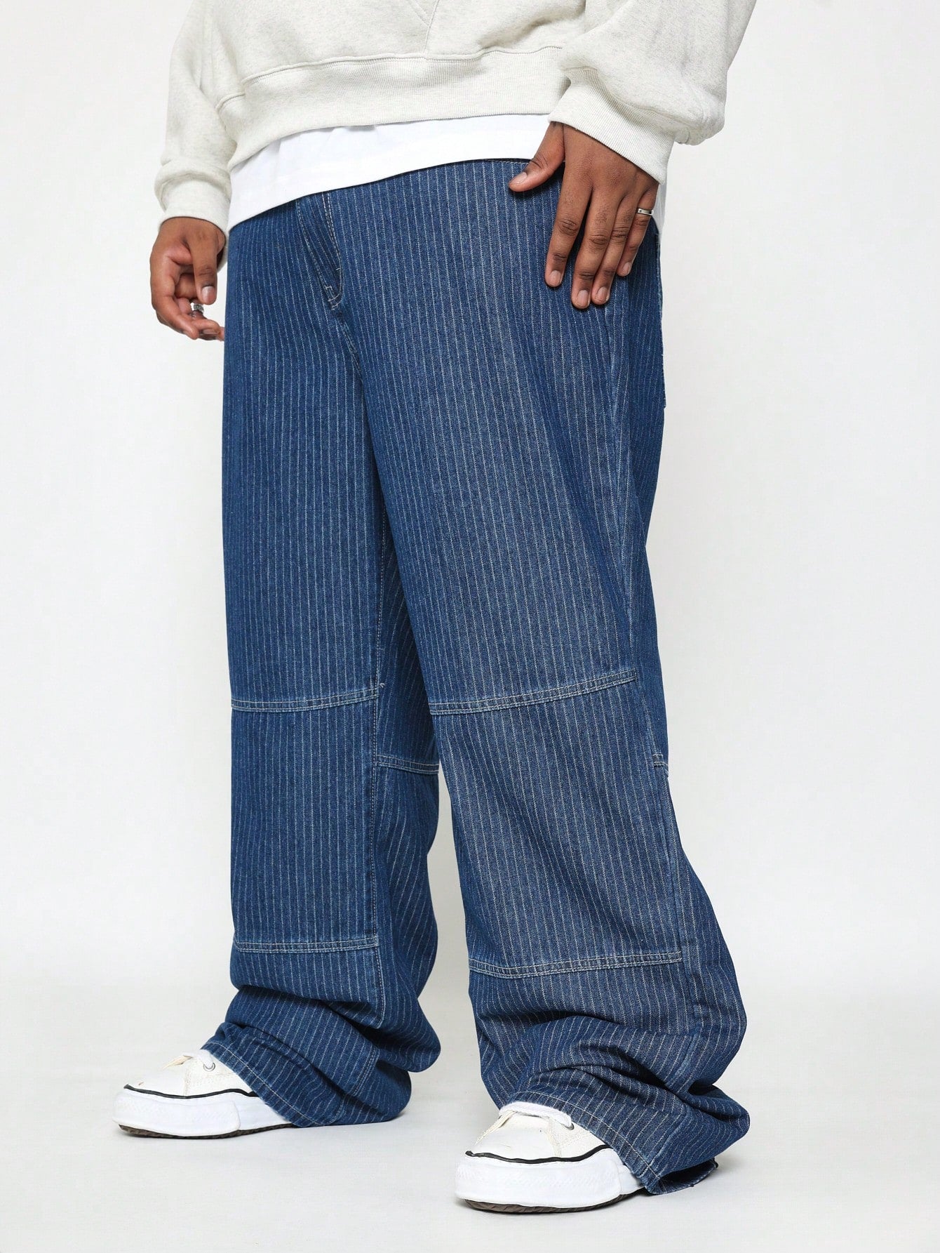 Plus Size Loose Fit Carpenter Stripe Jean