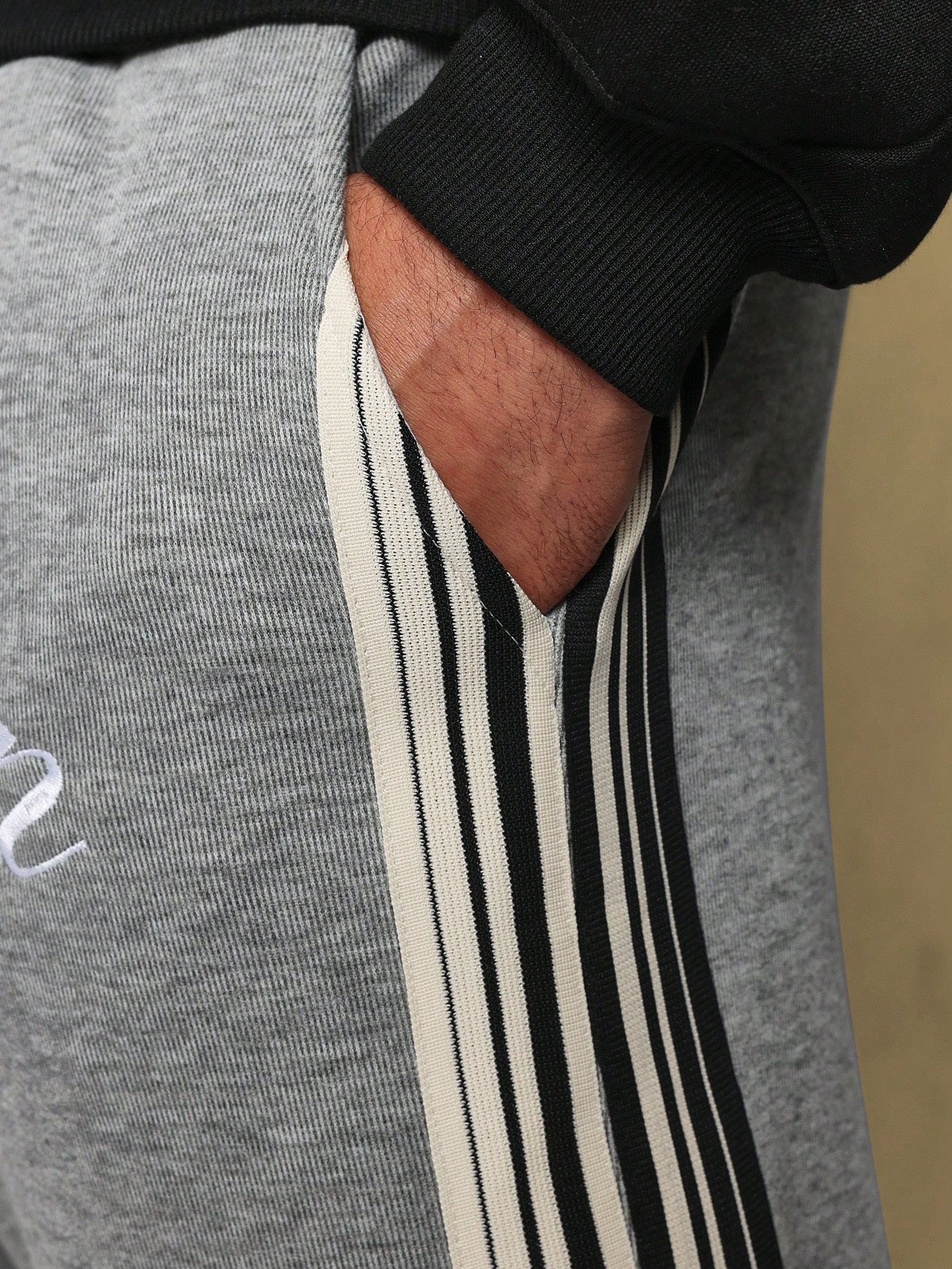 Flare Fit Sweatpants With Embroidery & Side Strip Tape