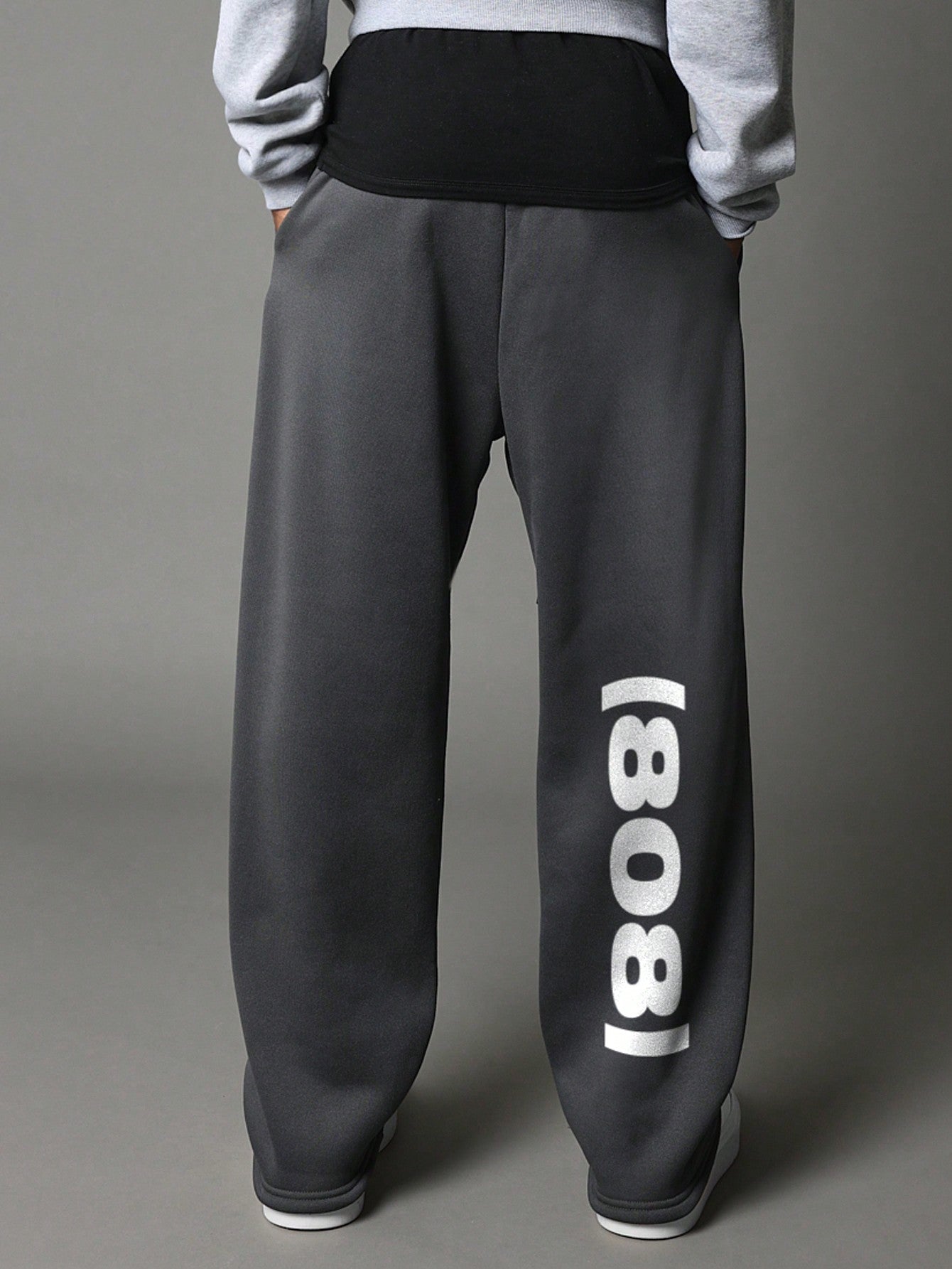 Straight Fit Drop Crotch Sweatpants With Graphic Print