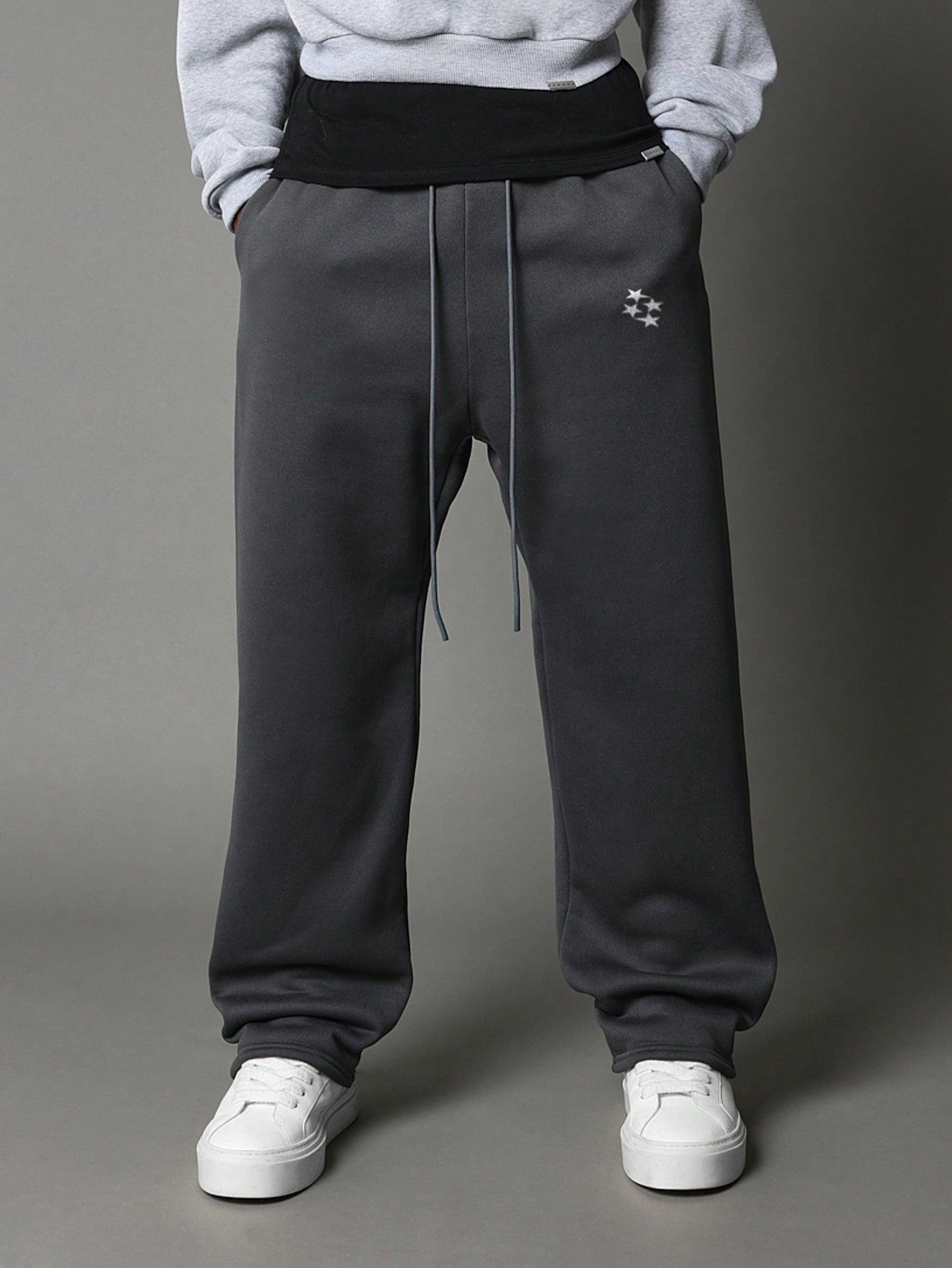 Straight Fit Drop Crotch Sweatpants With Graphic Print