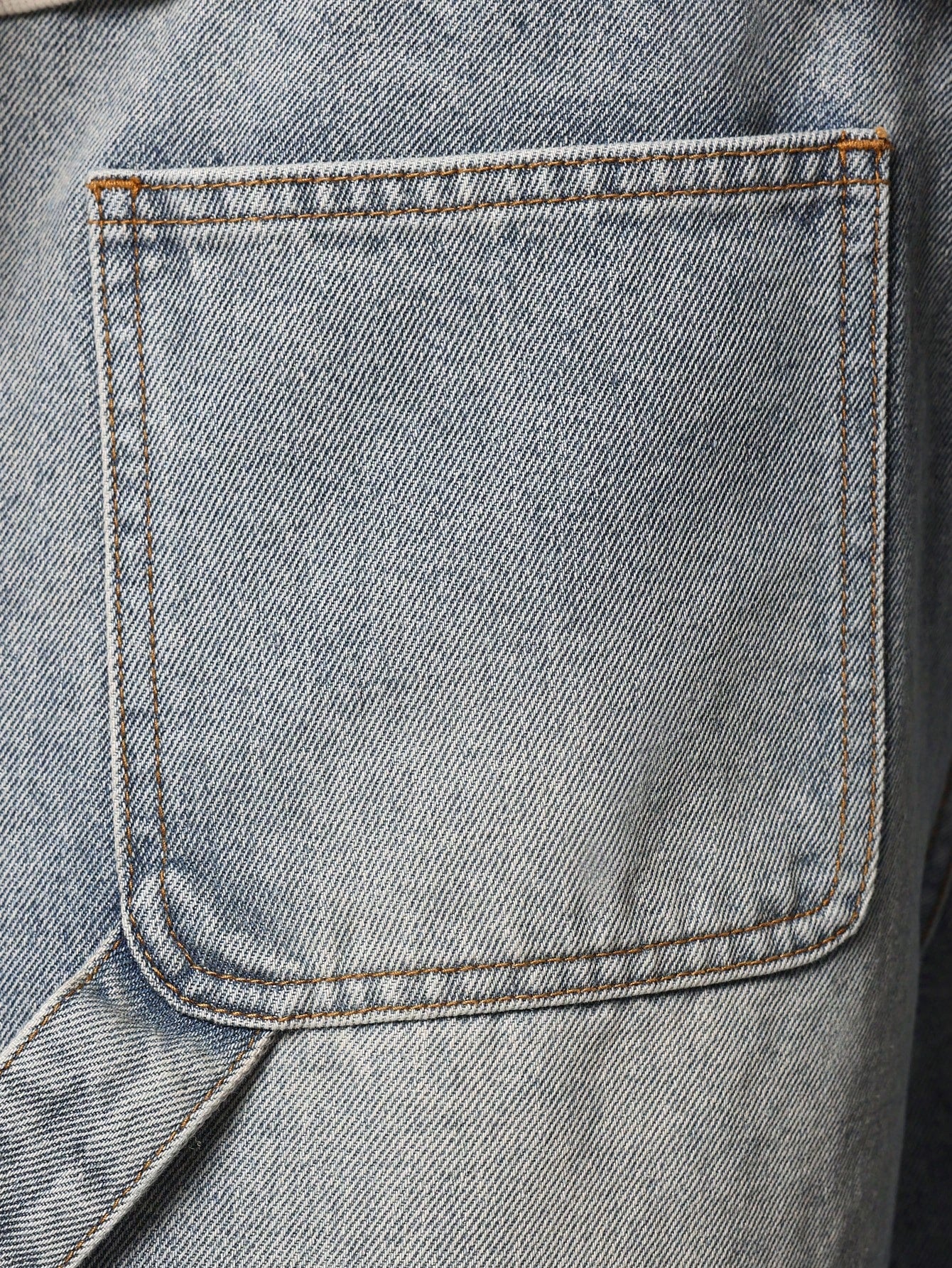 Mid Washed Relaxed Fit Pull On Carpenter Jean